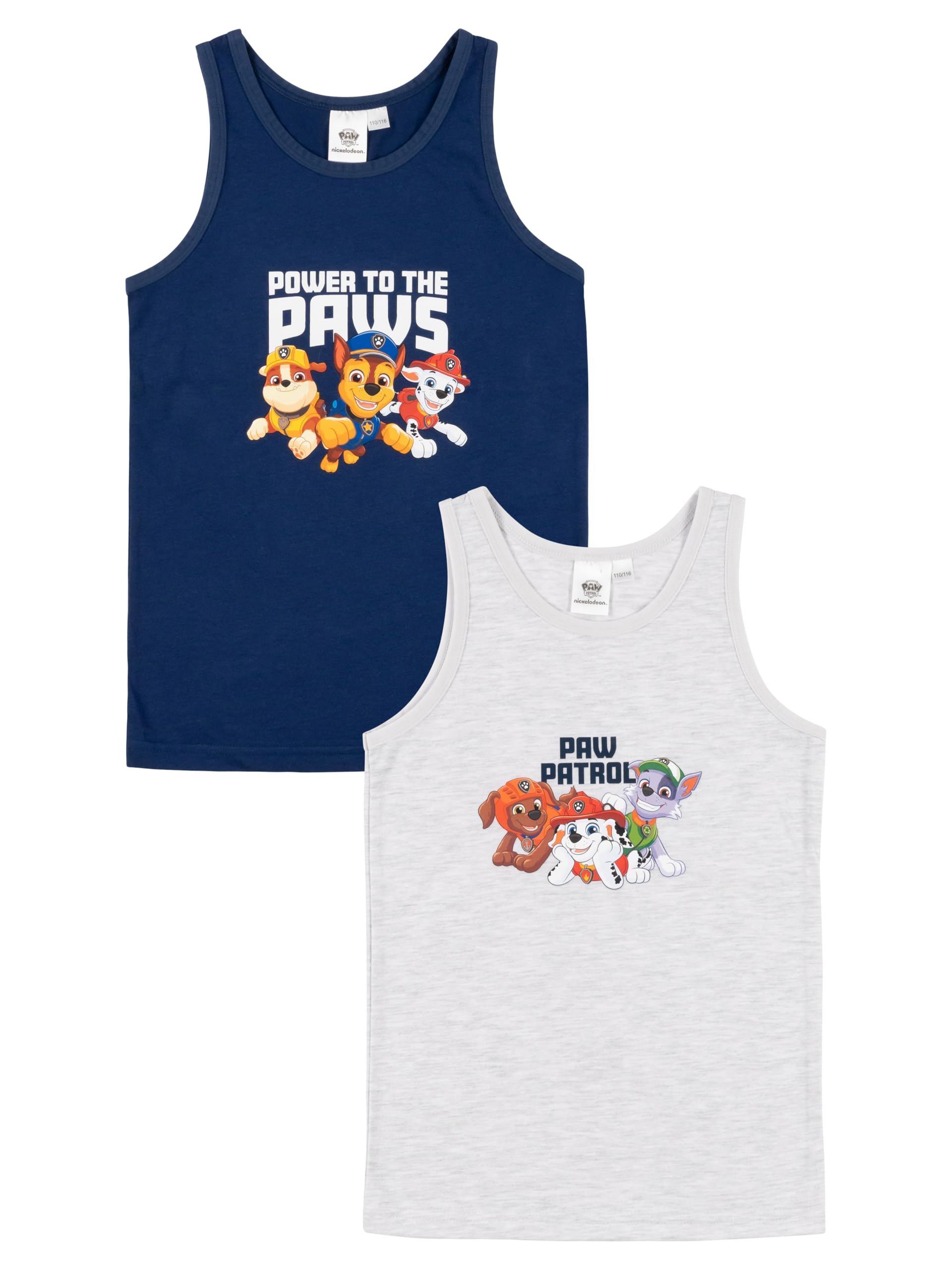 Paw Patrol Vest for Boys - Children's Tank Top Vest Underwear Blue/Grey (Pack of 2), blue/grey, 98 cm-104 cm