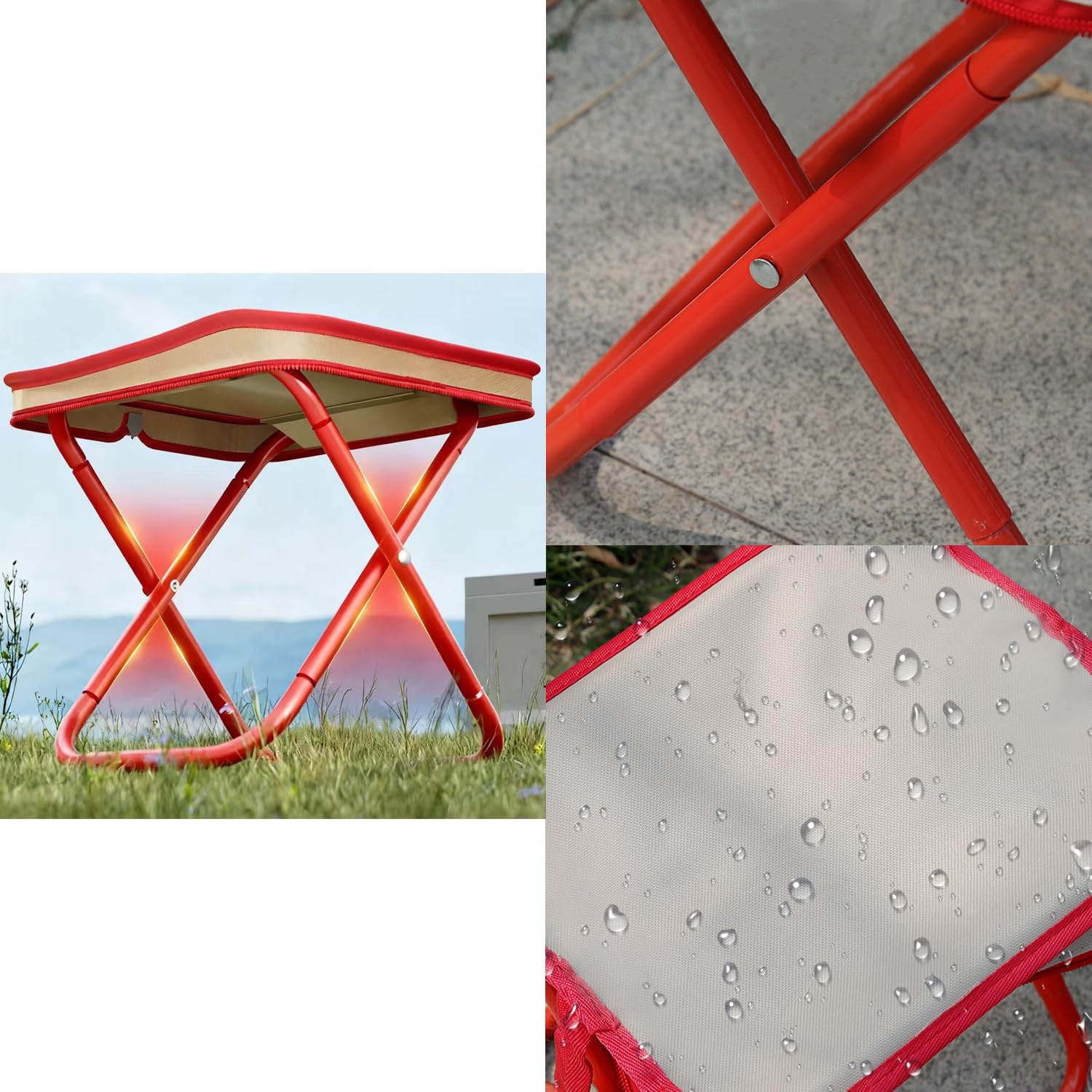 Sgabello Pieghevole Sedie Pieghevoli - 1 Pezzo, Rosso, Portatile Campeggio da Sgabelli, Adatto Tutti Tipi di Attività All'aperto, tra cui Campeggio, Escursionismo, Pesca Feste In Spiaggia