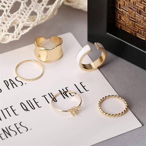 Miniatura 5 de Juego de anillos de nudillos dorados y plateados para mujeres y niñas 10 anillos BOHO anillos de cadena de serpiente vintage anillo de declaración