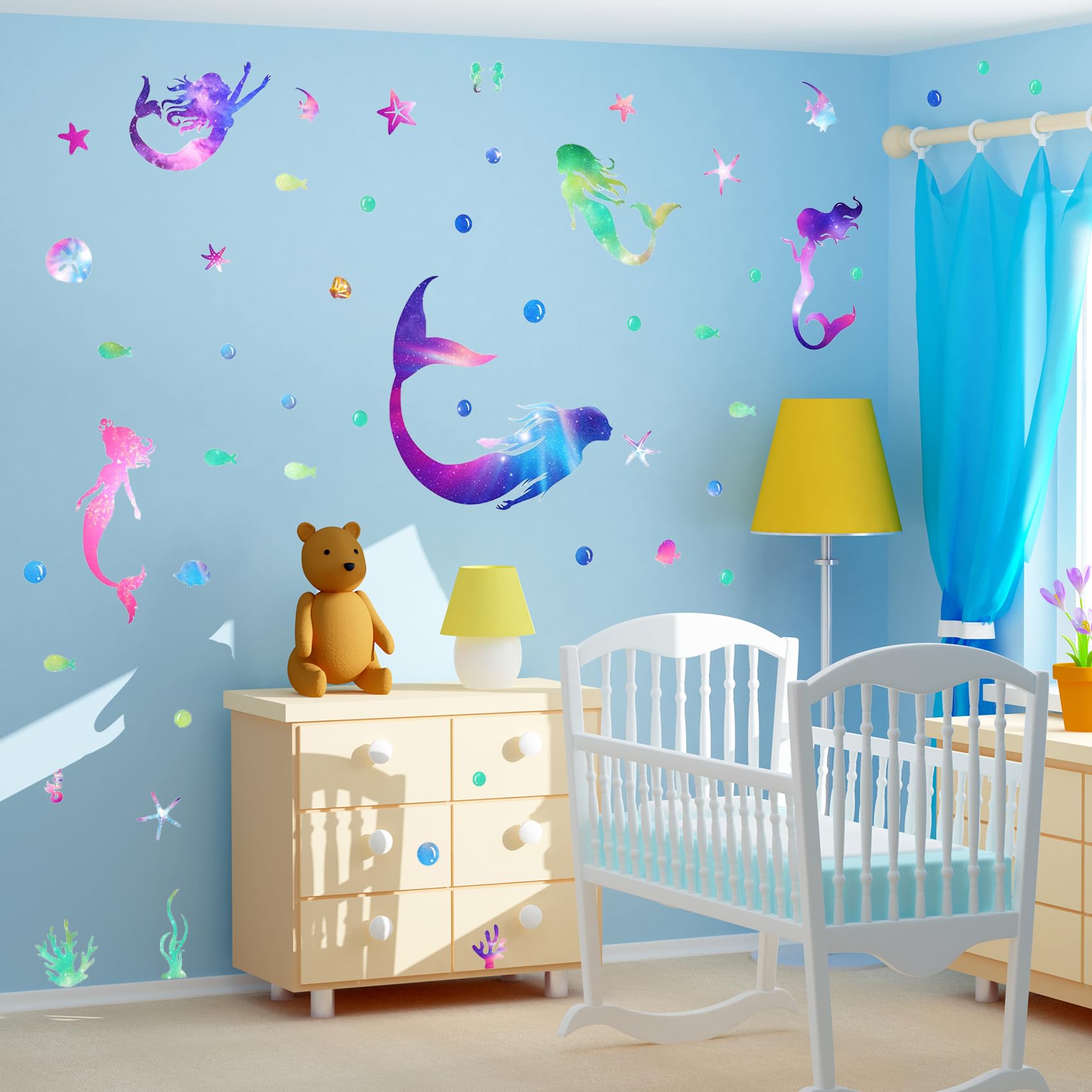 Mermaid Nymph Wall Stickers For Kids Rooms Girs Home Interior Wall ...