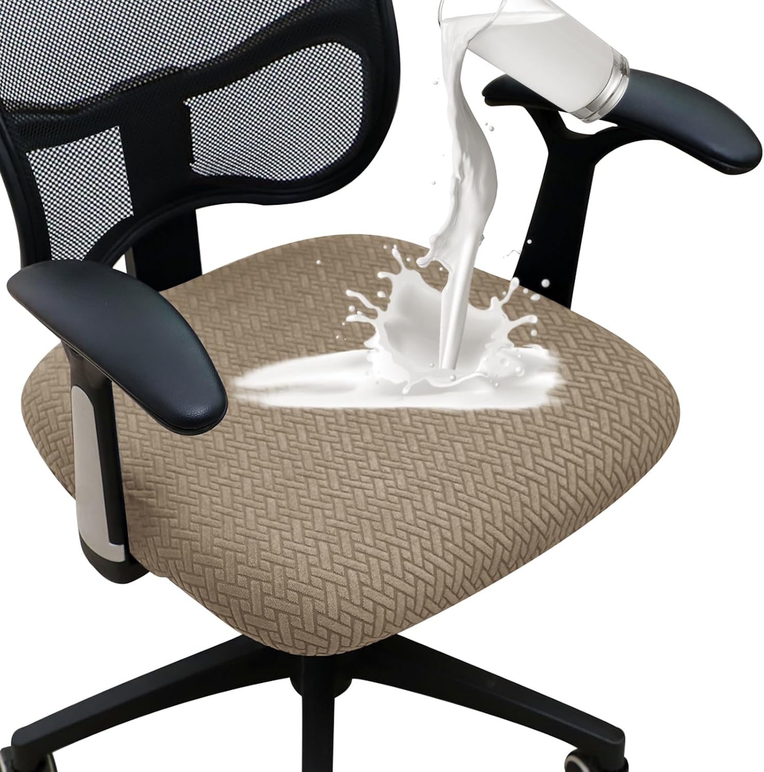 FORCHEER Office Chair Seat Covers Waterproof 20x20 Black Strechable Desk Chair Seat Cover 1 Piece Washable
