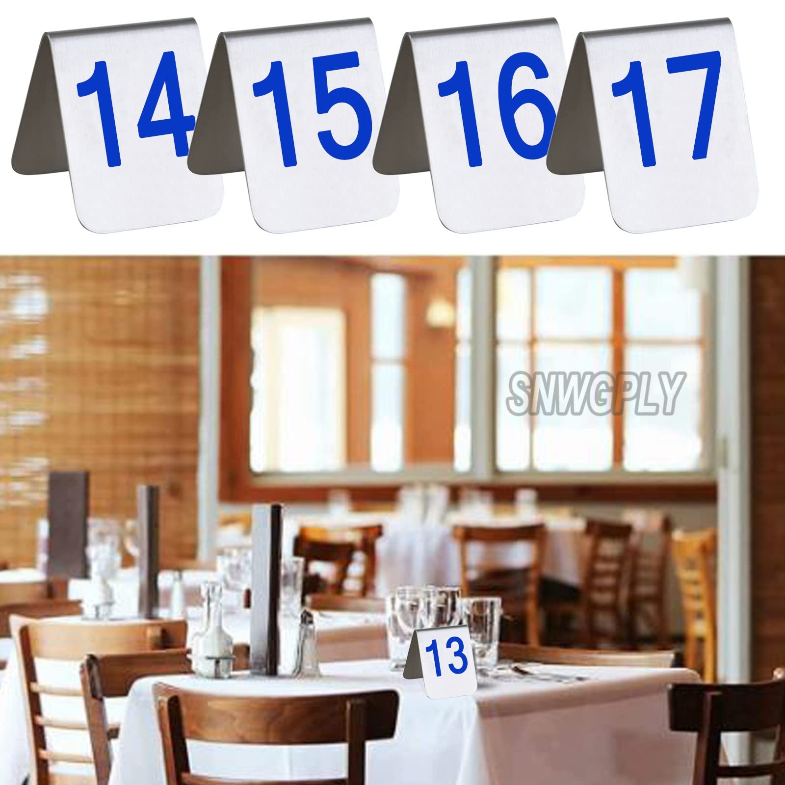 7,5 x 6 x 6,5 cm Tabliczka z numerem w stylu namiotu, 1-10/20 Metalowa karta na stół Stal nierdzewna, Płyta na stół restauracyjny Czerwony/niebieski, Możliwość układania w stosy Karty z numerem stoł