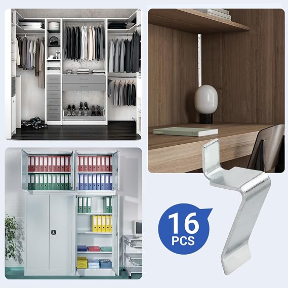 16 Pcs Metal Shelf Support Clips Compatible with Sandusky Metal Cabinet
