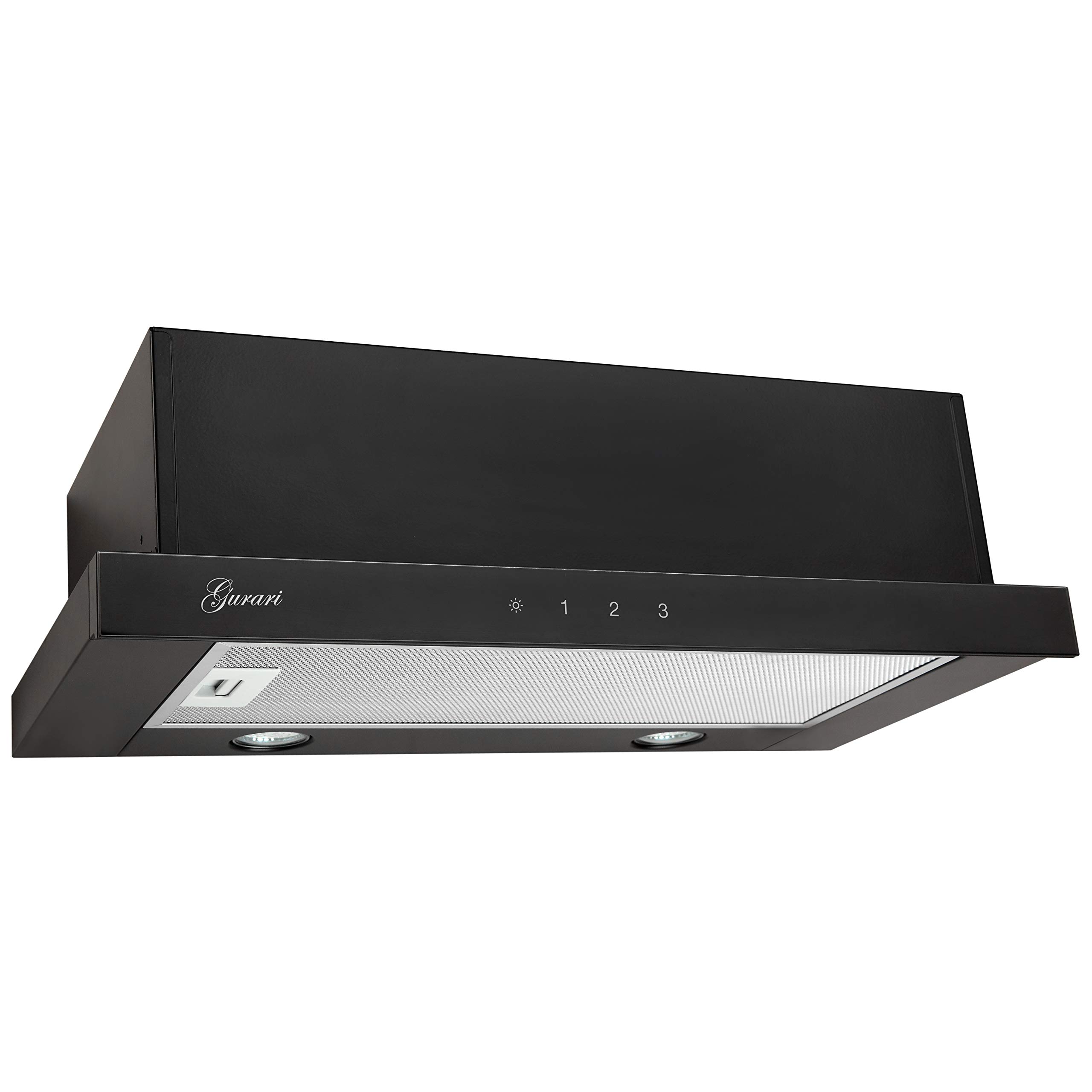 Gurari GCH 117 BL • Campana Extractora Empotrable • 60cm • 1000 m³/h • Iluminación LED • Vidrio Negro • Evacuación y Circulación