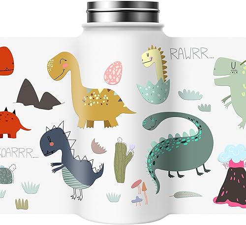 Miniatura 6 de Fanhaw Botella de agua de acero inoxidable aislada de 18 onzas con tapa con pajilla, a prueba de fugas y sudor, con tapa antipolvo (blanco, lindo