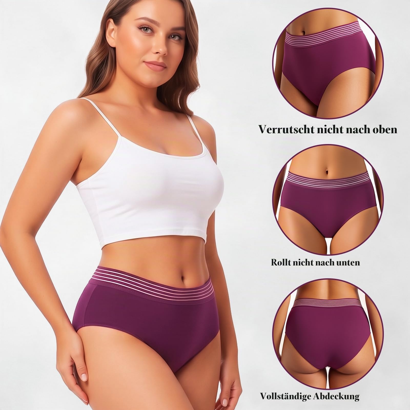 4er Pack Inkontinenz-Slip für Damen mit 80ml hoher Saugfähigkeit (L) | Nahtlose auslaufsicher und waschbar Inkontinenz Pants Periodenunterwäsche, Hoch taillierte Menstruationsslips