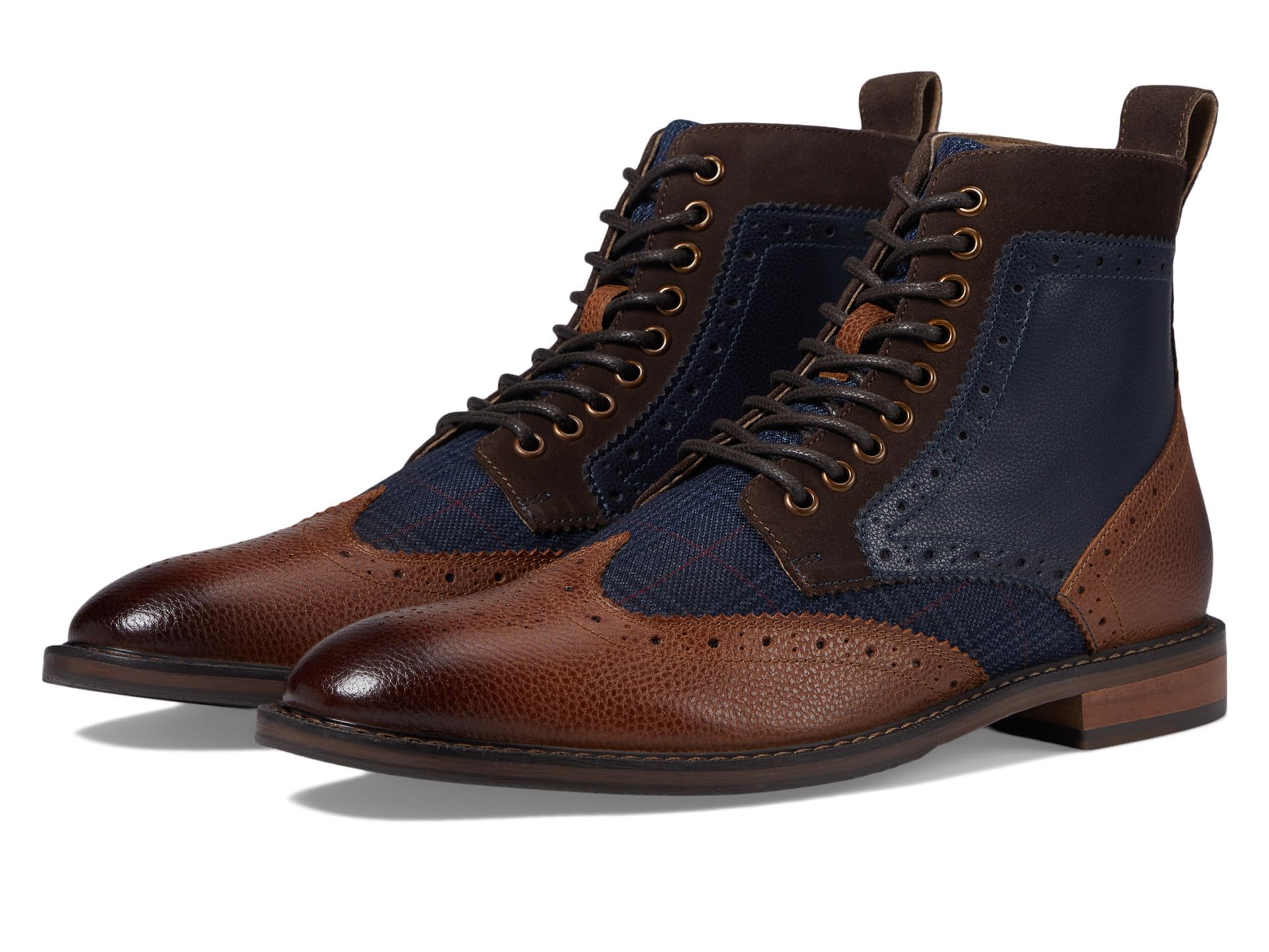 Stacy Adams Men's Finnegan Wingtip Boot,NAVY/COGNAC,15M