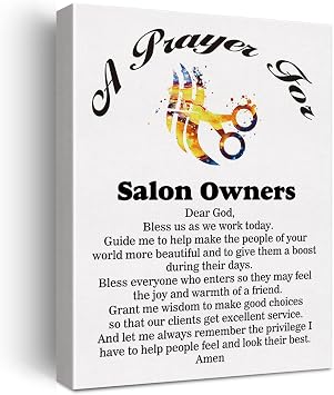LEXSIVO a Salon Owners Prayer Canvas Home Wall Art Decor Salon Owners Gift Painting 12x15 Haircut Professionals Poster Framed Ready to Hang