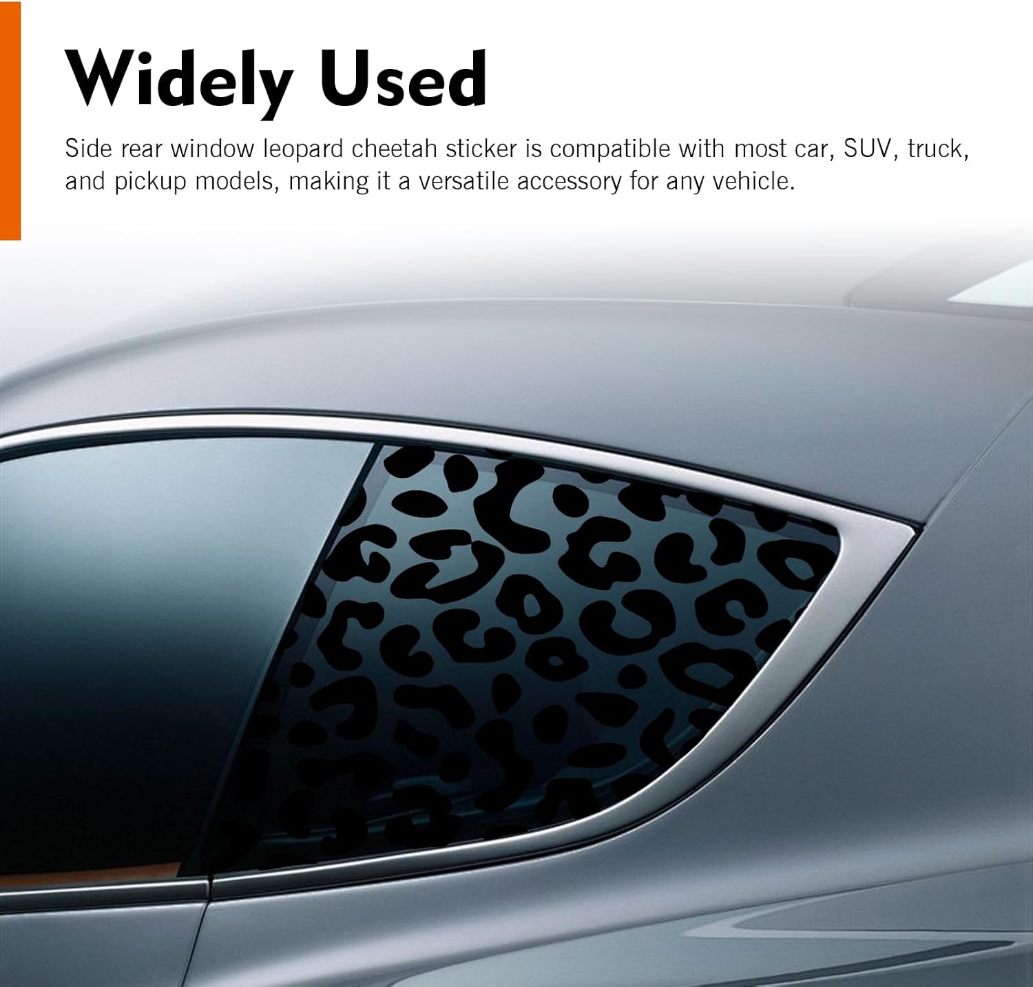 2PCS Car Rear Quarter Window Leopard Sticker, Matte Cheetah Print Car Accessories Decal, Waterproof Vinyl Black Leopard Window Decals, With Installation Tool, Universal For Most Cars/SUV/Truck