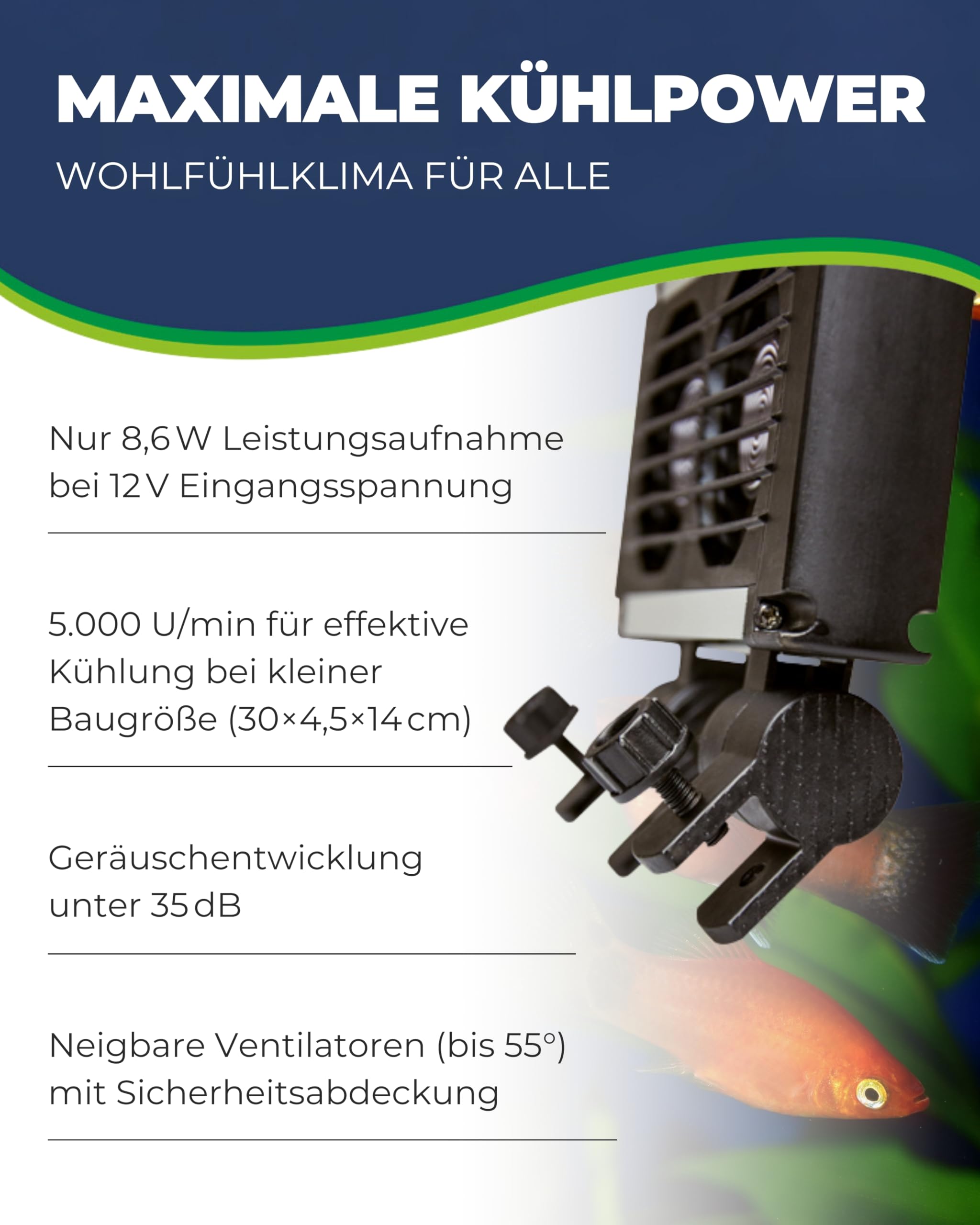 HOBBY Aquaristik Aqua Cooler V4 Kühleinheit für Aquarien bis 300L leise Aquarienkühlung 4 Ventilatoren Temperaturkontrolle