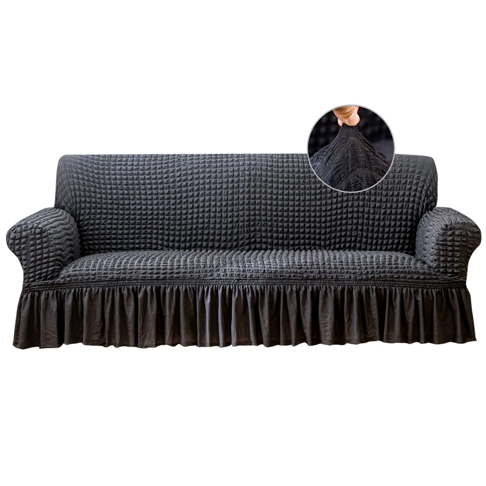 Jeloris Stretch Loveseat Slipcover Easy Fitted Sofa Couch Cover with Skirt, Durable Washable Universal High Elastic Furniture Protector for Kids, Pets