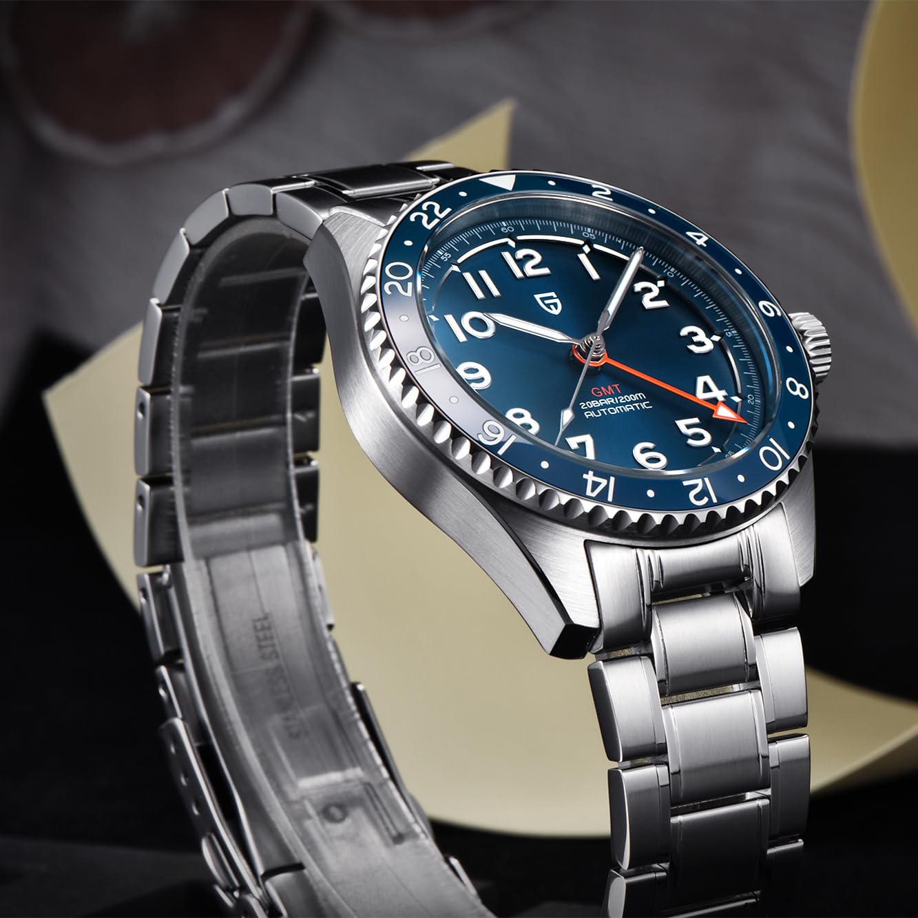 Pagani Design Herrenuhr Automatik NH34 Uhrwerk Mechanische GMT Uhr 40mm Edelstahl Leuchtende Lünette Klassische Taucheruhren Herren
