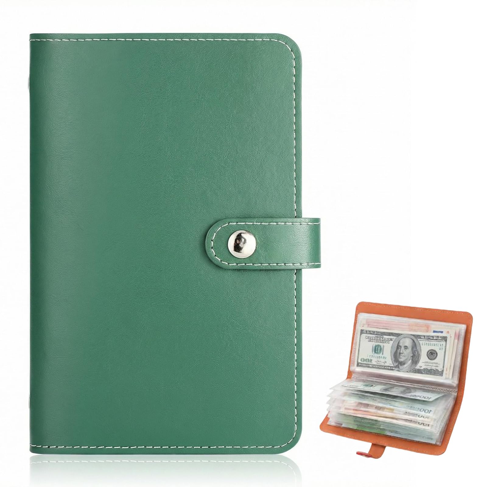 Money Saving Wallet,Savings Challenge Book for Couples,Money Saving Wallets for Cash UK,Saving Notebook & Binder with 100 Envelopes Saving Challenge UK (Green)