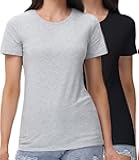 Women's T-Shirts Cotton Crew Neck Short-Sleeve Casual Tees Tops Undershirt 2 Pack