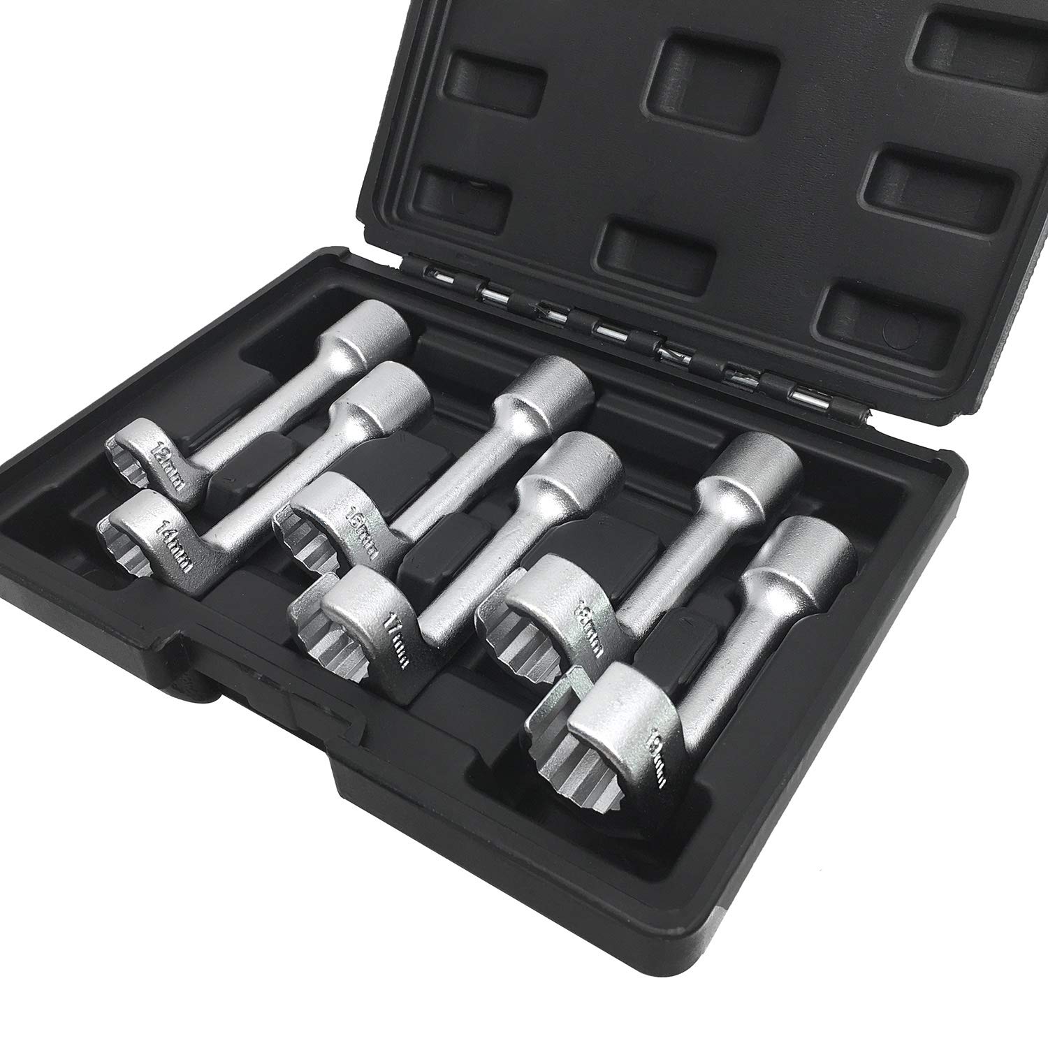 Yctze 6 szt. Zestaw Kluczy Nasadowych do Wtrysku Paliwa 1/2 "DR 12 14 16 17 18 19 Mm Otwarte Nasadki do Dokręcania Nakrętek i śrub w Ograniczonych Przestrzeniach z Solidnym Schowkiem