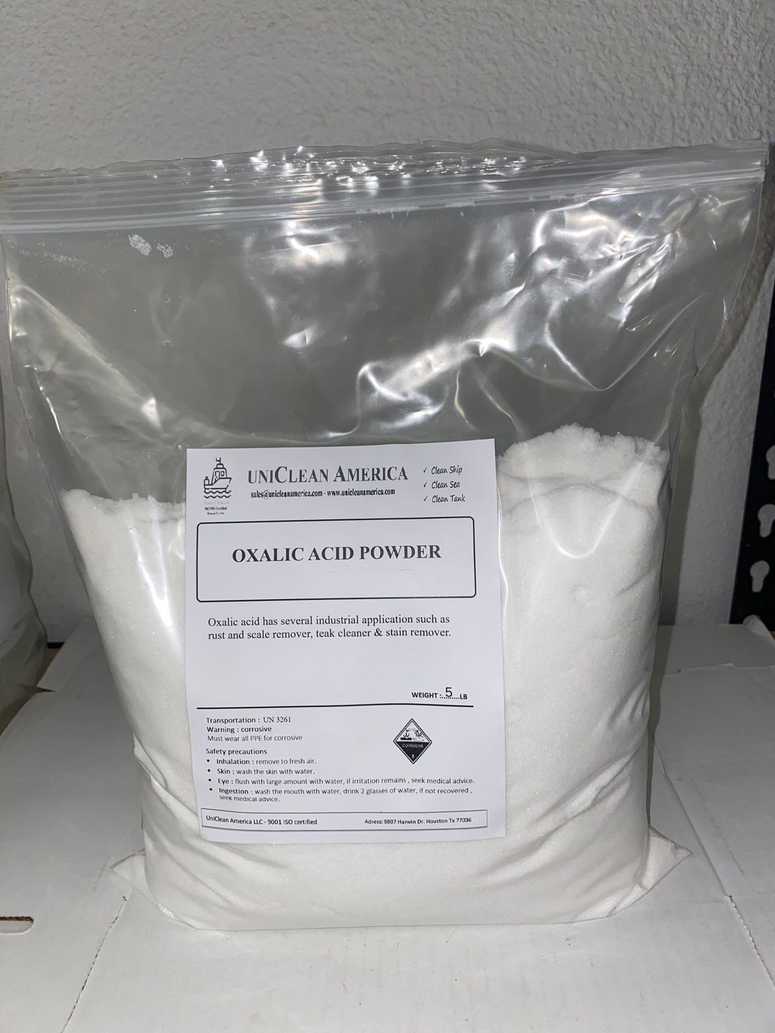 Oxalic Acid - high Puirty 99% - Safe Scale & Rust Remover Powder - Wood & Teak Cleaner - Made in USA - Weight 15lb