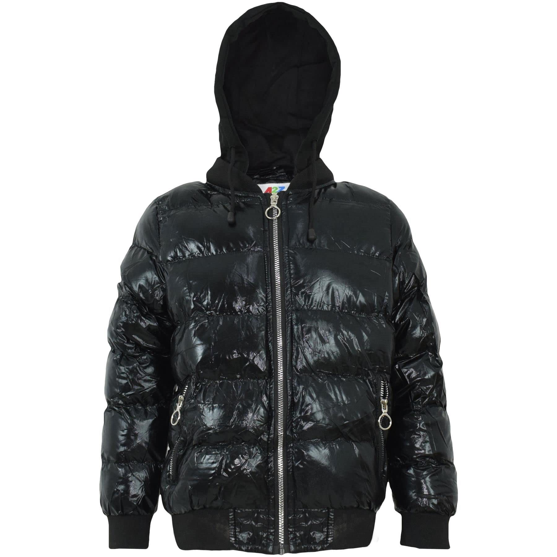 A2Z 4 Kids Dzieci Dziewczyny Chłopcy Moda Błyszczący Watowany Kurtka - Jacket JK28 Black 11-12