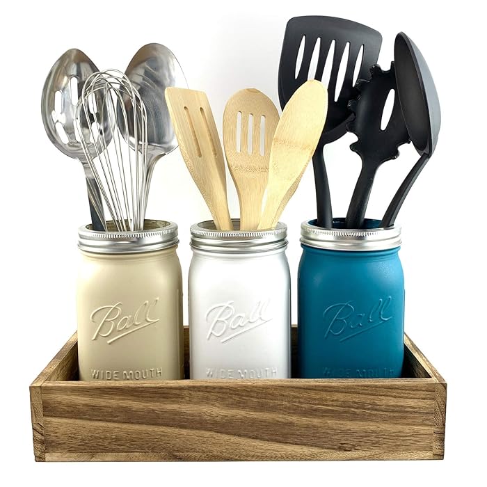 Buy Luxuri Home Mason Jar Utensil Holder for Kitchen Handcrafted