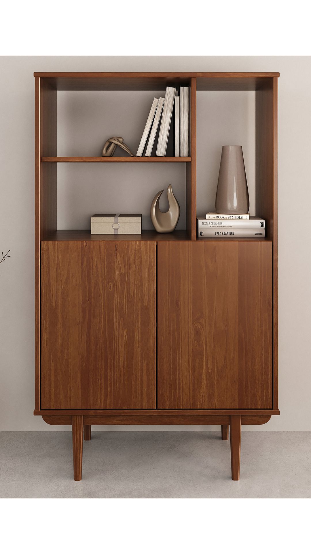 IDIMEX Wohnzimmerschrank Simona mit offenen Fächern, nussbaum Farben – modernes Holzregal skandinavisches Design mit Türen und Stauraum Wohnzimmer Regal Design Bücherregal