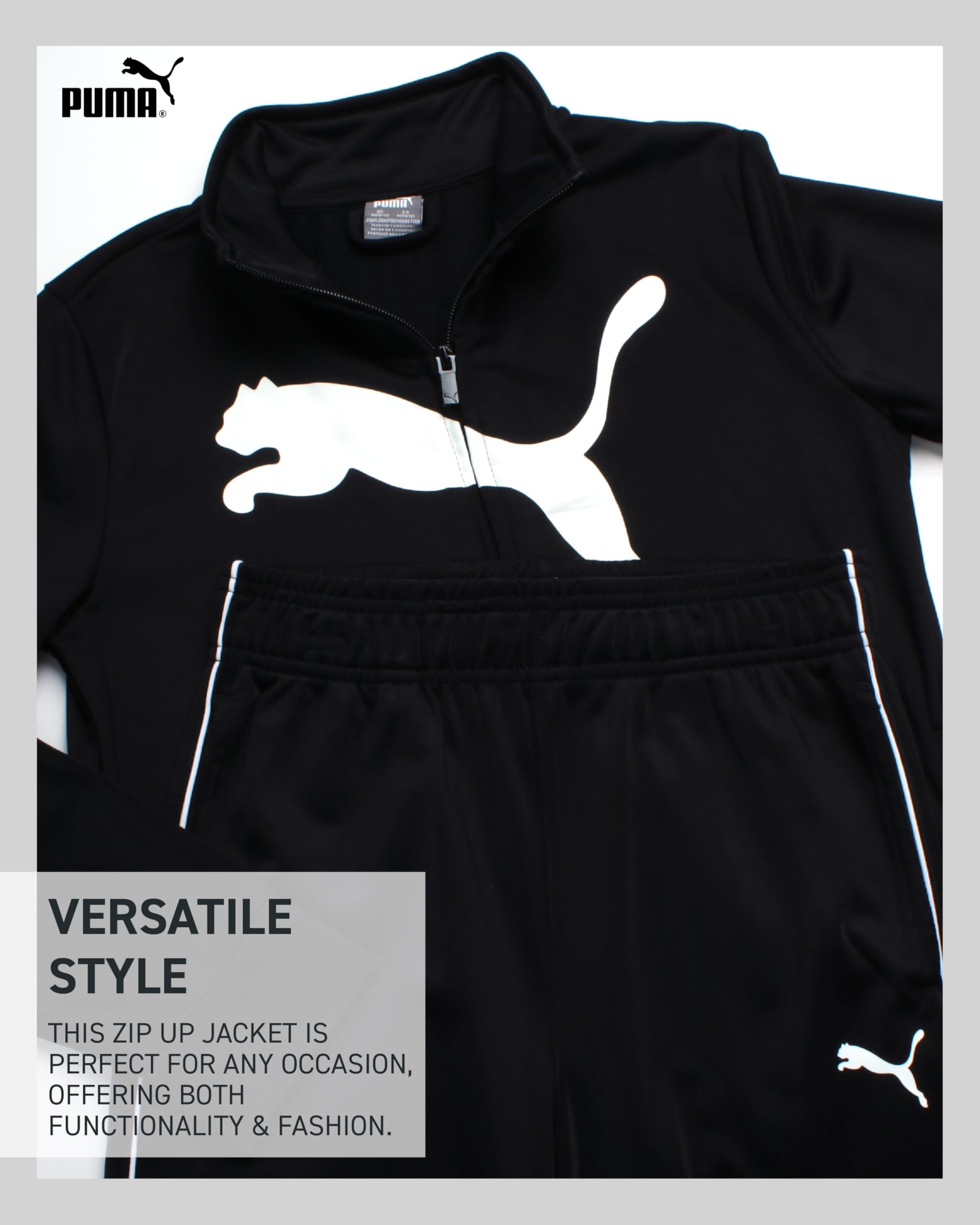PUMA Set di 2 pantaloni da ragazzo, giacca sportiva con cerniera, felpa e pantaloni da jogging attivi, set sportivo per ragazzi (8-16)