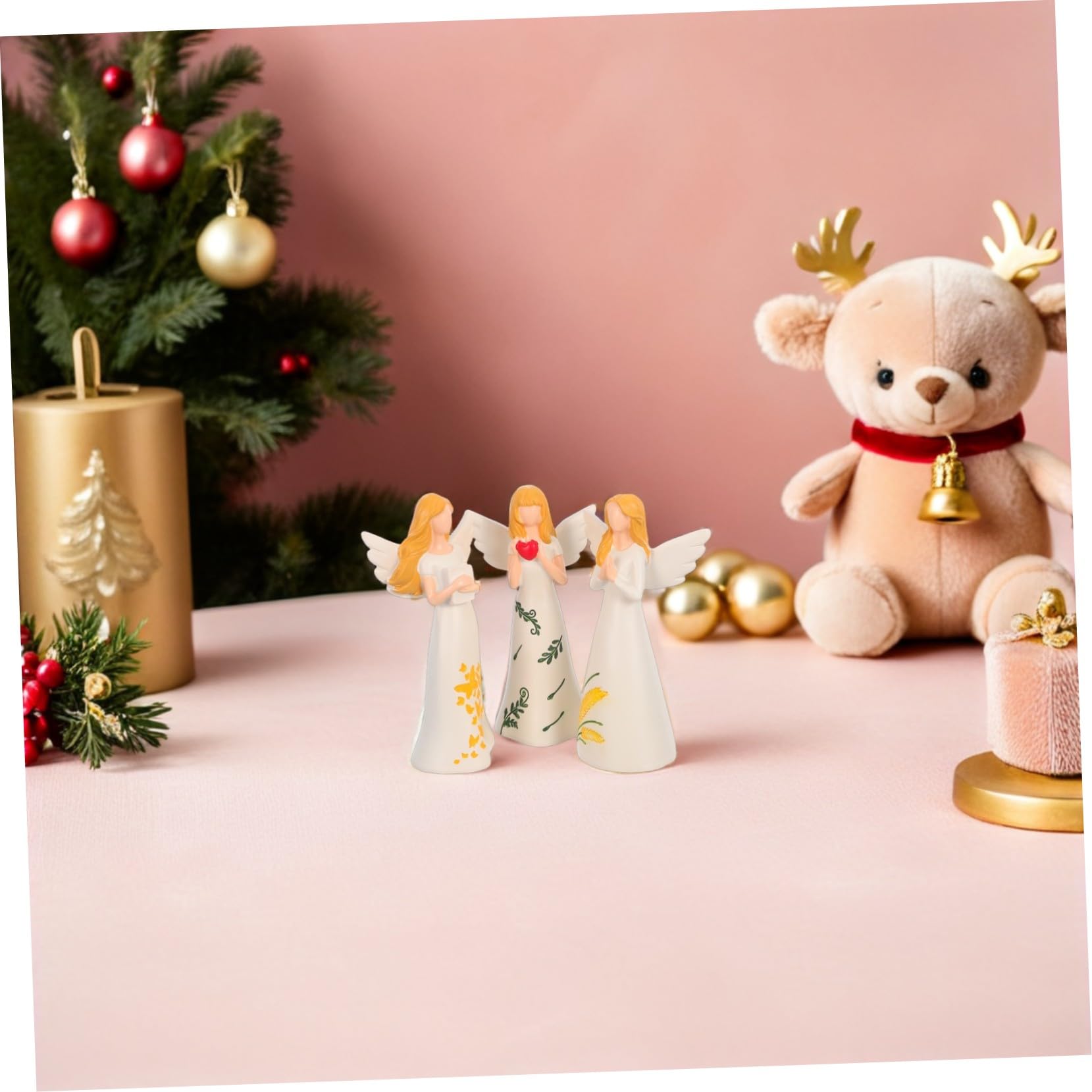 Cabilock 3 Piezas De Ángel Navideño Decorativo para El Hogar Decoración De Mesa Ángel Rezando Figura De La Guarda Elegante Estatua Beige