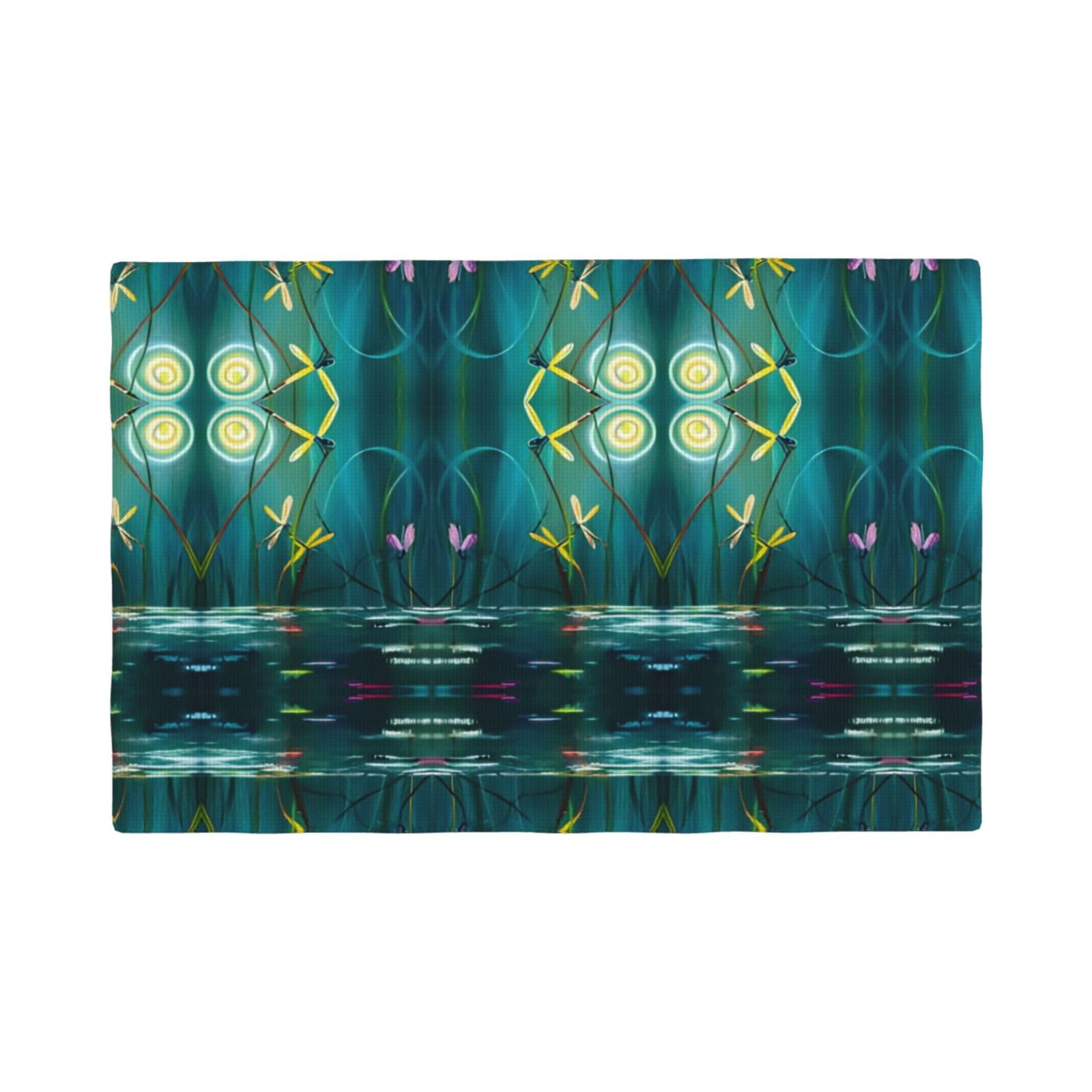 Dancing with Dragonflies Imitation Linen Placemat – Elegant Double-Sided Printed Table Mat for Home, Dining, Weddings