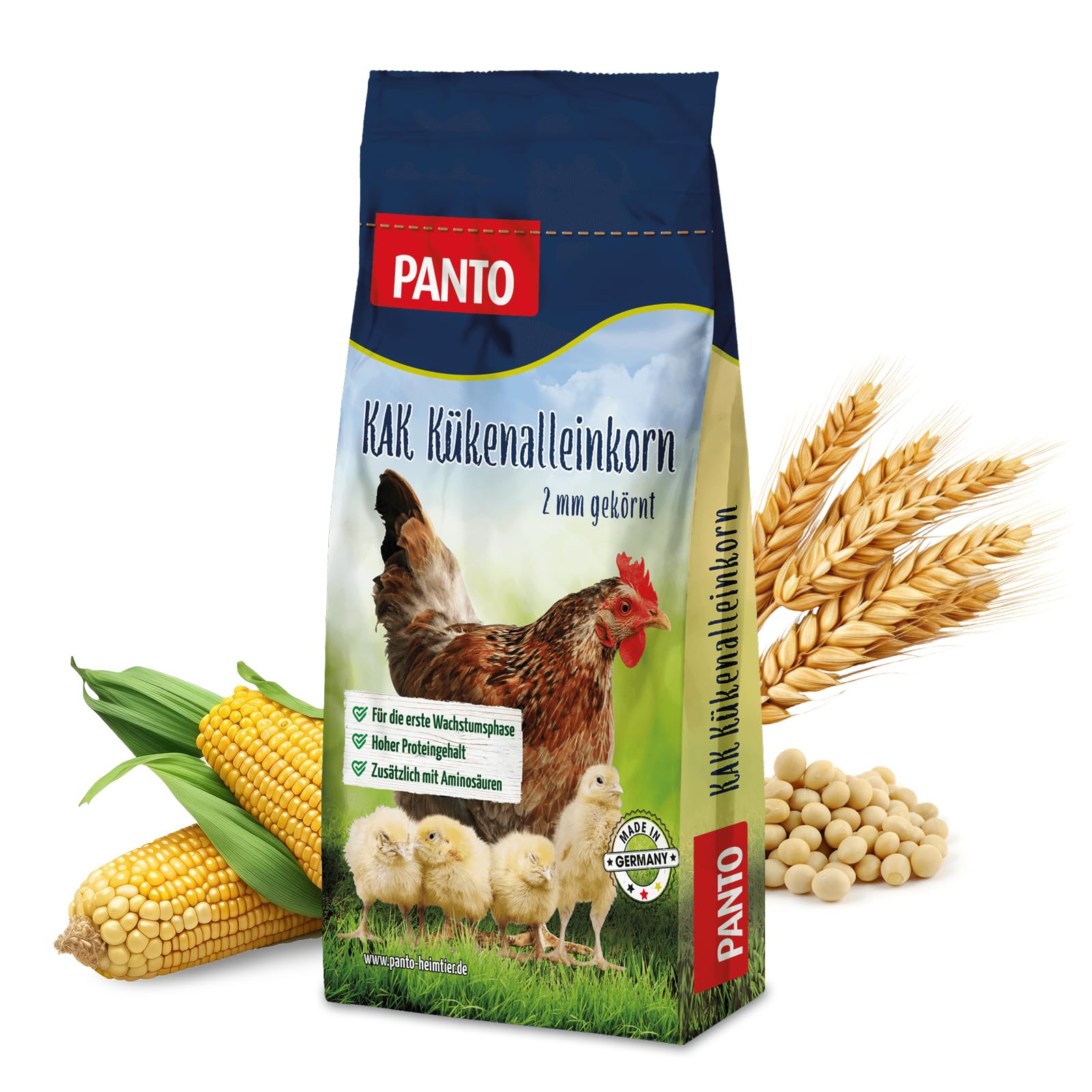 PANTO Hühnerfutter Kükenalleinkorn 10 kg – gekörntes Kükenfutter (2mm) als Alleinfuttermittel für Küken, proteinreiches Hühner-Futter