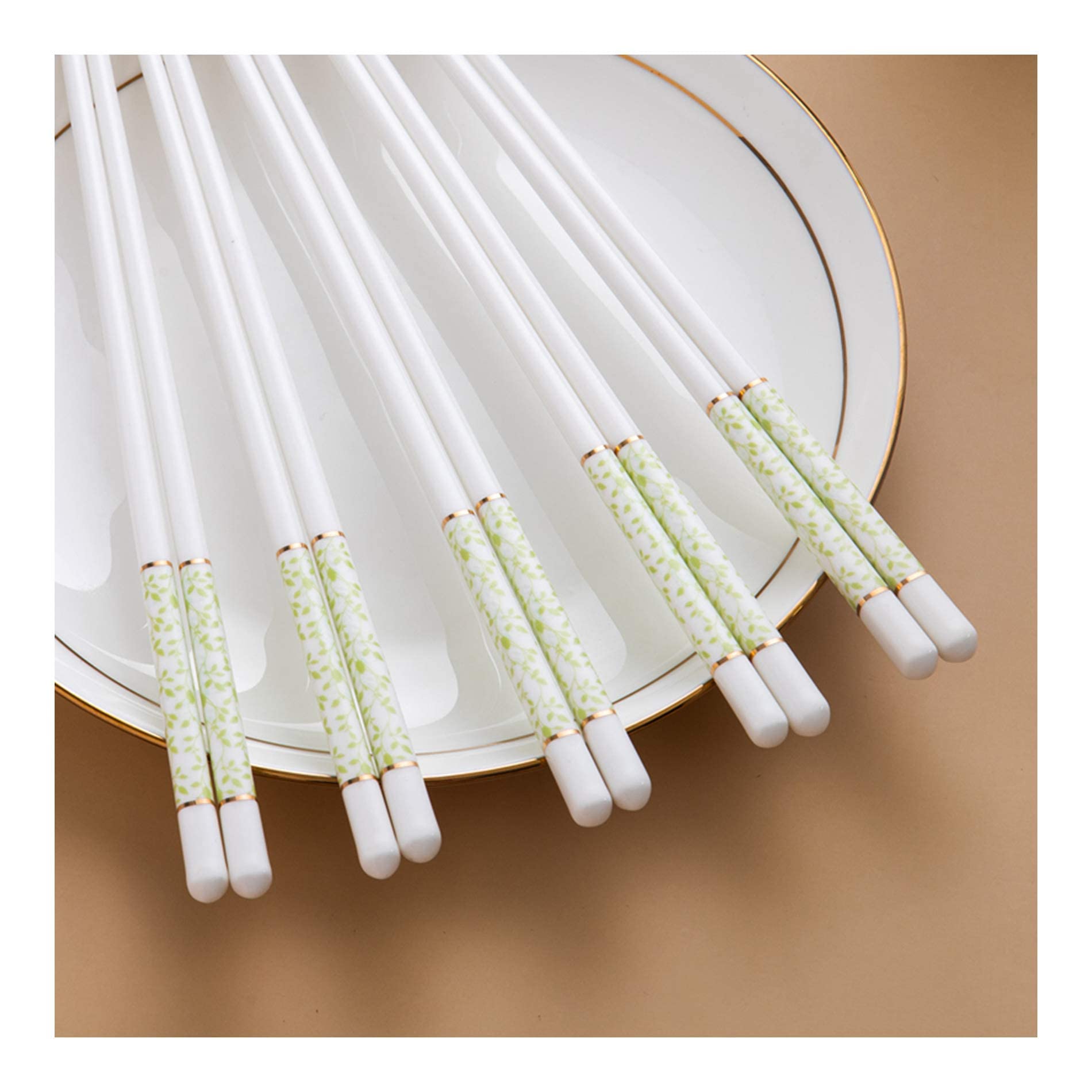 Lot de 10 Baguettes en céramique Chinoise, en Porcelaine, de Haute qualité, réutilisables, lavables au Lave-Vaisselle, idéales pour remplacer Les Baguettes en Bambou ou e