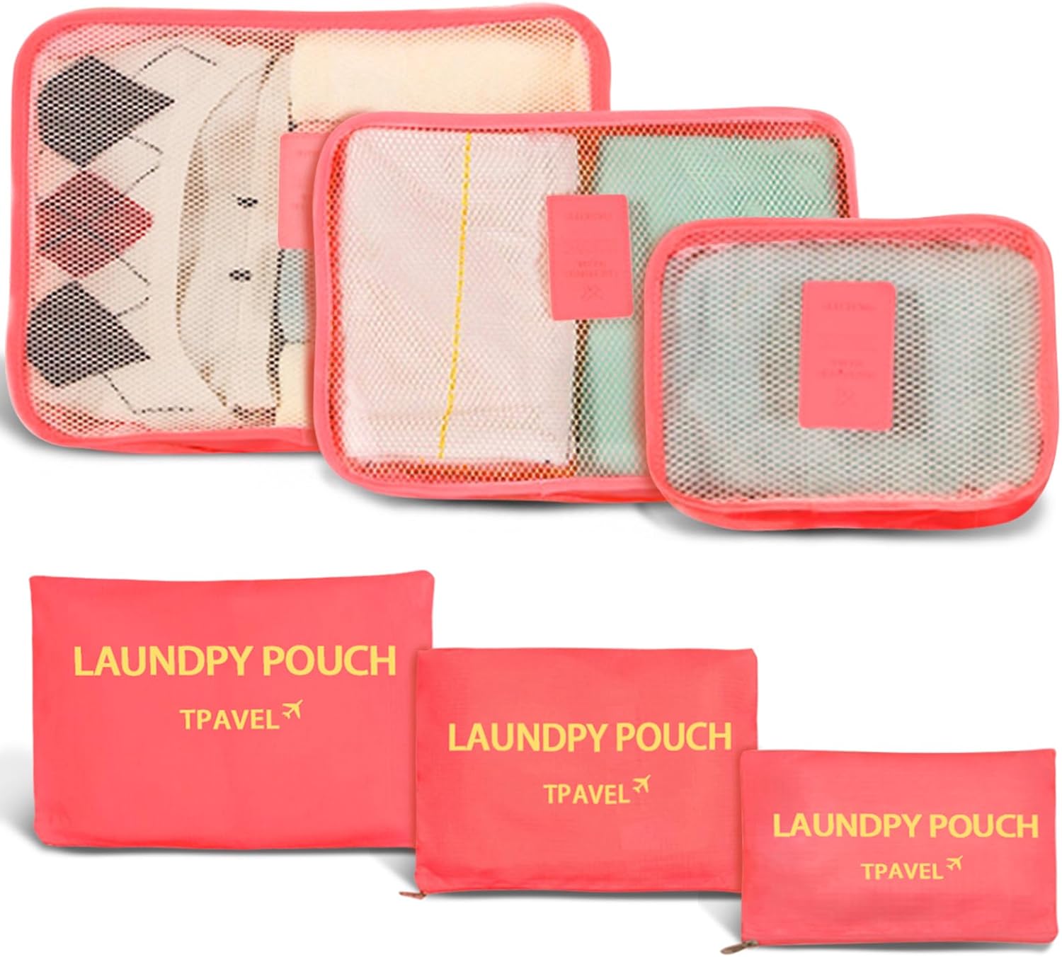 6 Set Packing Cubes for Travel Luggage Packing Bags Reusable