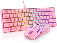 Vista 10 de RedThunder Combo de teclado y mouse inalámbricos 60% para juegos, batería recargable de 2500 mAh, teclado pequeño ultracompacto RGB con sensación
