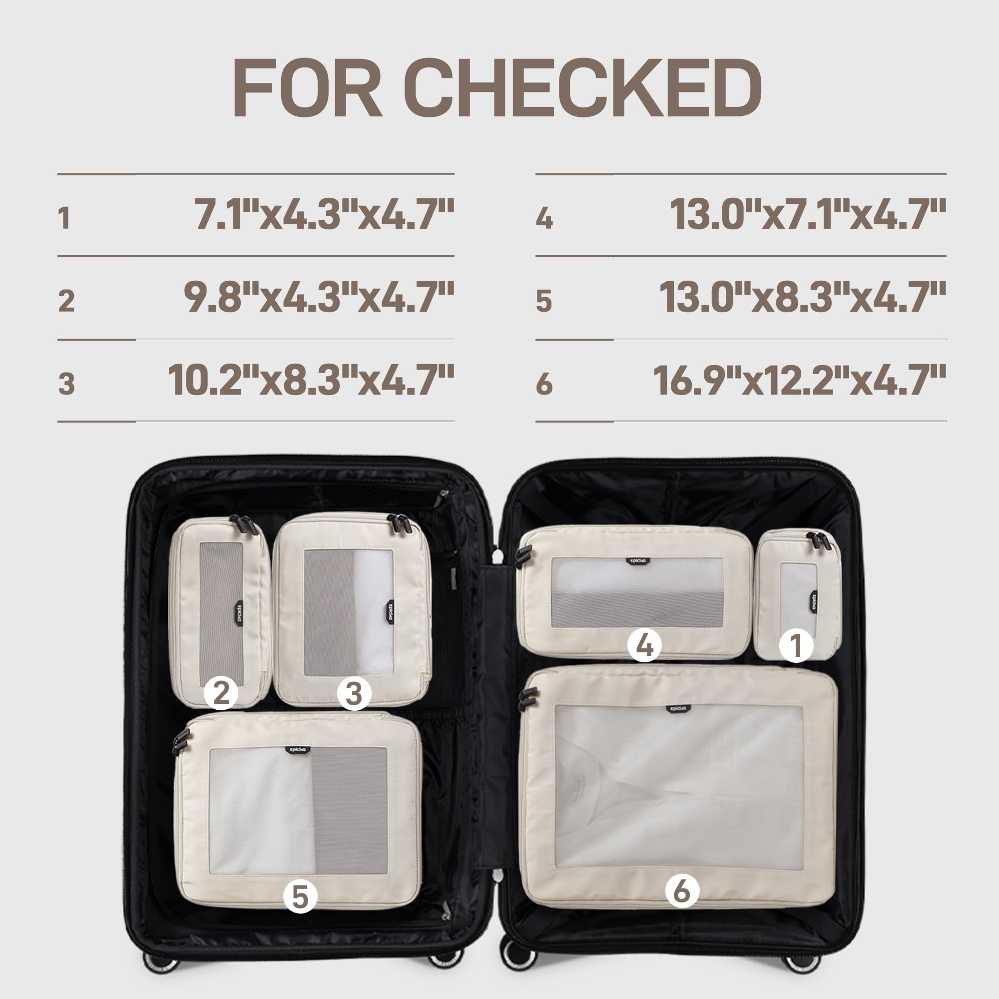 EPICKA TripCozy Cubi da Imballaggio a Compressione - Set da 4/6 Borse Organizer da Viaggio Durevoli con Parte Superiore in Maglia, Accessori da Viaggio Espandibili per Bagaglio a Mano, Valigia, Borsa