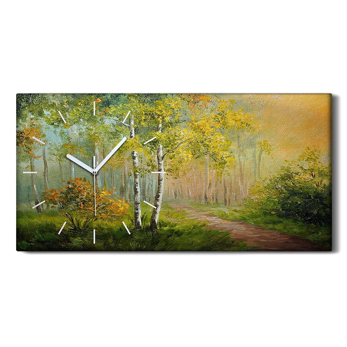 Horloge sur Toile Décoration Salon et Chambre Moderne - Grand Tableau Mural Forêt