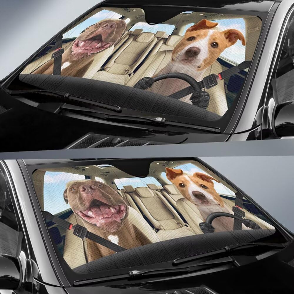 Funny Animal Car Front Windshield Sun Shade,Dog Driving Auto Sunshade for Car Truck SUV - 57x27.5 Inches Blocks Uv Rays Sun Visor Protector