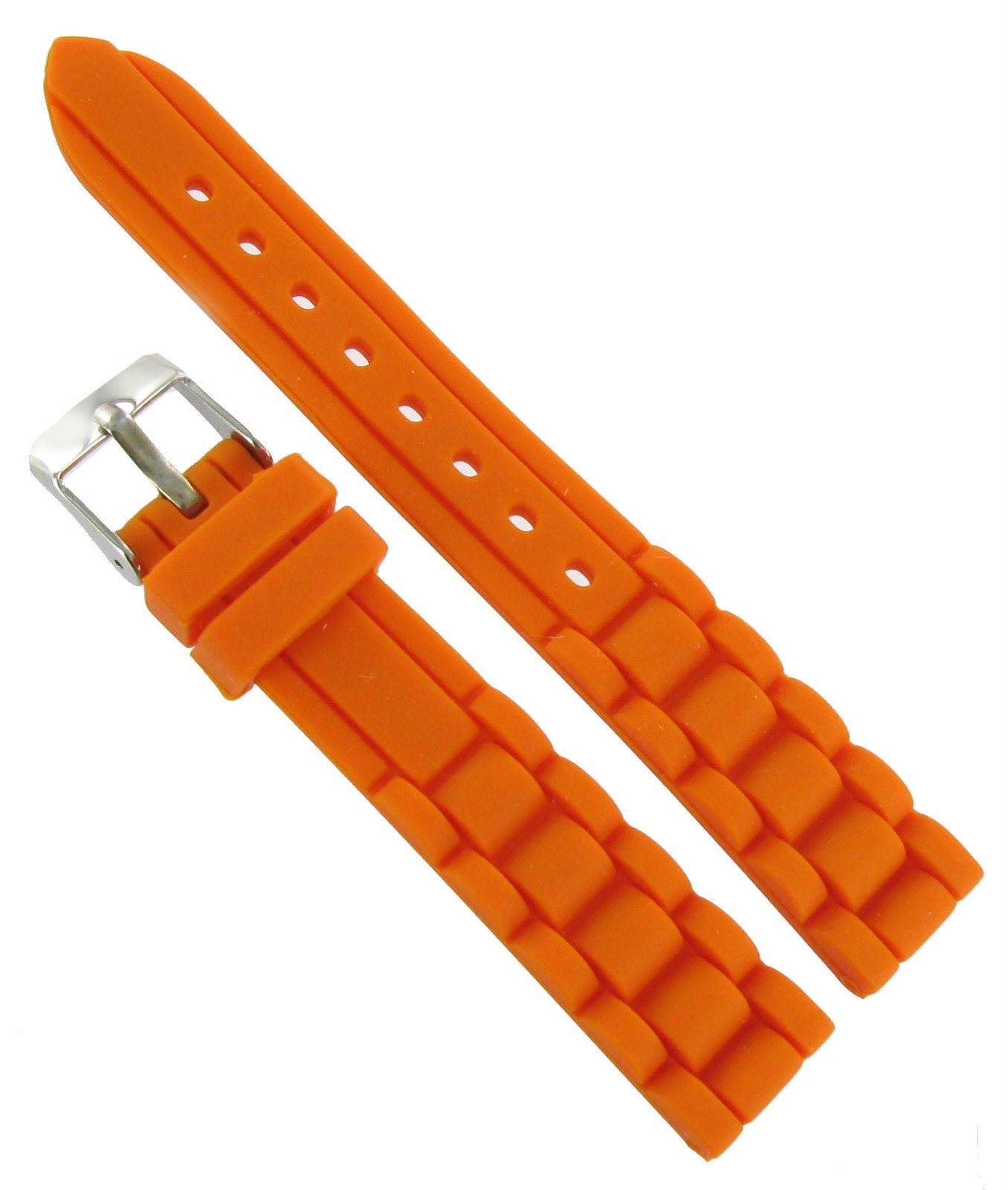 16mm Trendy Medium Pumpkin Orange Rubber Silicone Waterproof Watch Band Strap