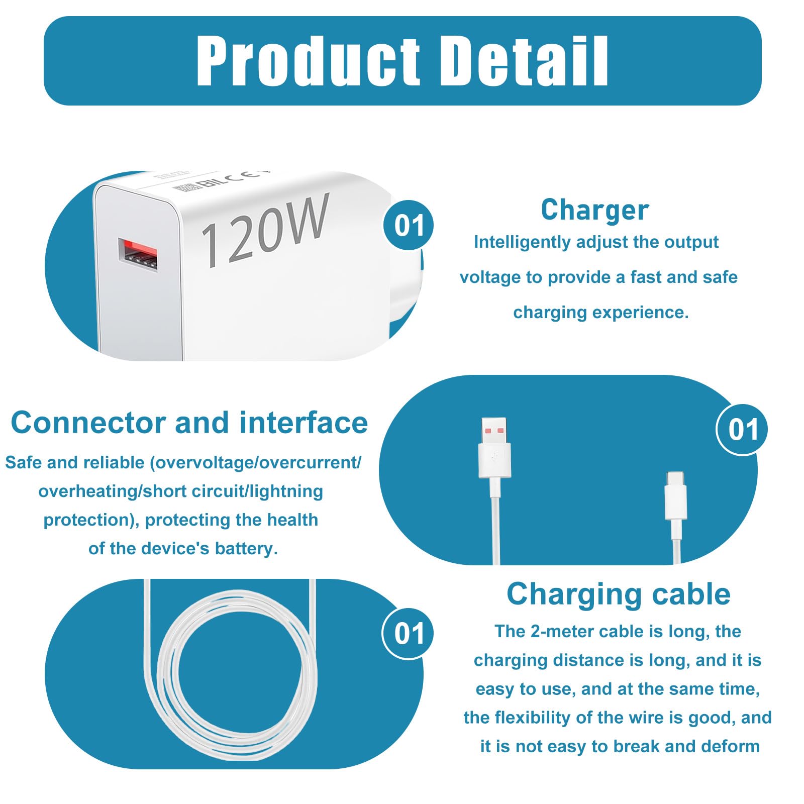Chargeur Rapide 90W USB-C Pour Xiaomi/POCO - Câble 1.5m Inclus - Compatible 14 Ultra, 13 Ultra, X7 Pro, F6, Pad 7 - Charge Rapide Jusqu'à 67W