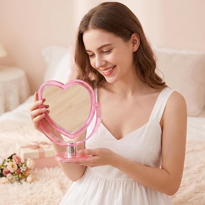 Espejo de Maquillaje Beavorty Forma de Corazón, Rosa, 2 Lados miniatura 7