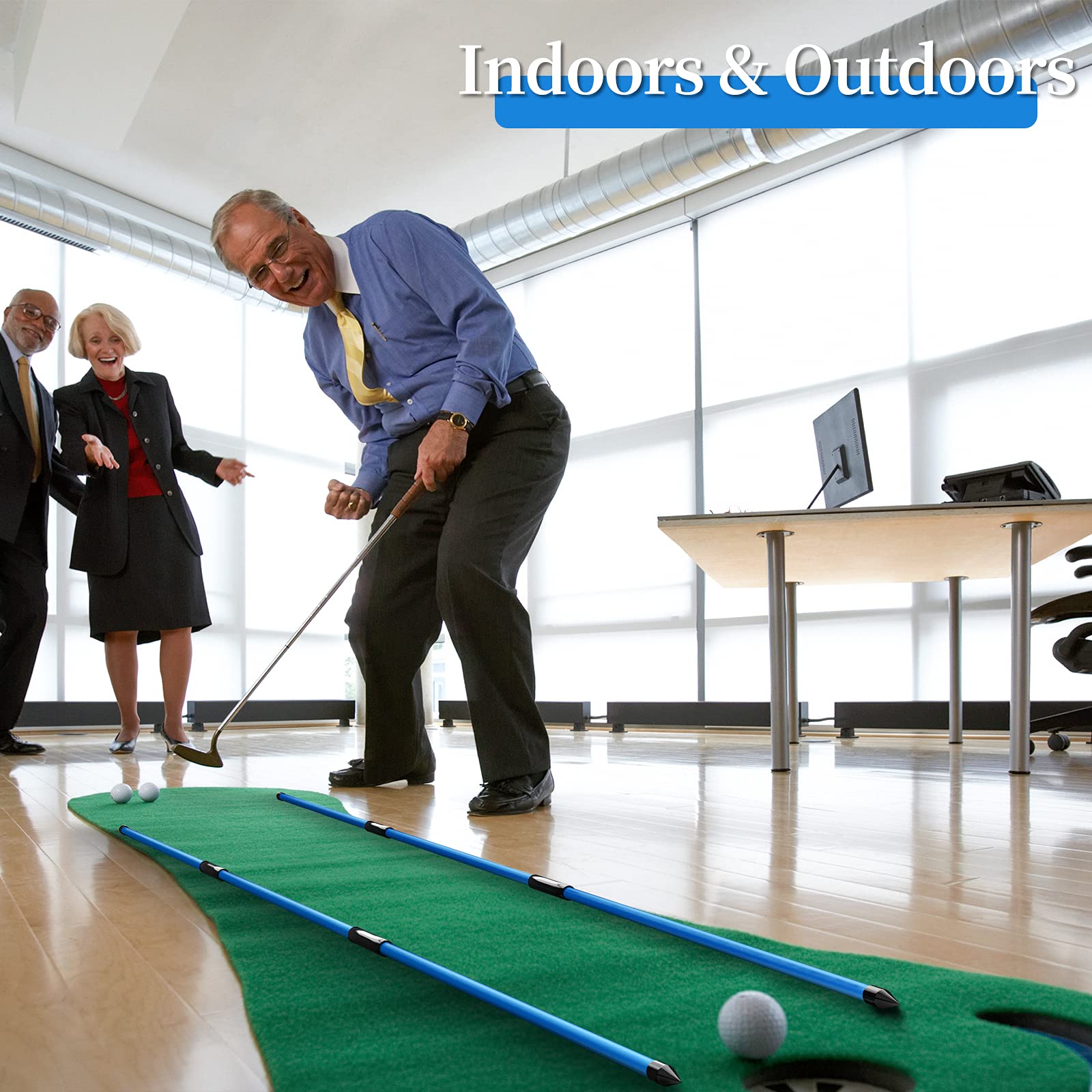MoKo Bastone Indicatore Golf 3 PZ, Bastoni per Pratica da Golf, Bastone da Golf a Tre-Pieghe, Attrezzatura da Allenamento da Golf per Puntare, Allenare, Accessori di Postura Corretta da Golf