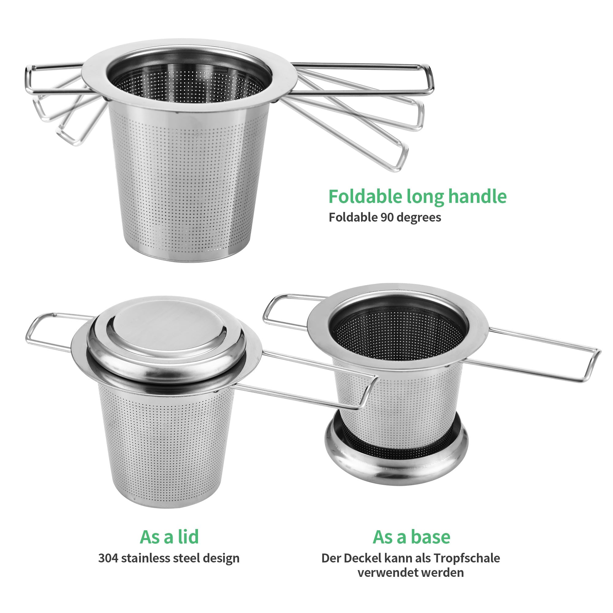 Teesieb & Staubtuch 2er-Set Aus Edelstahl 304 – Mit Teleskopgriff Für Tee & Backen