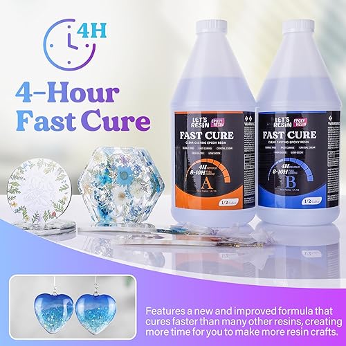 Miniatura 2 de LET'S RESIN EPOXY RESIN Resina epoxi de curado rápido para joyas, resina de secado rápido de 1 galón, 4 horas de desmoldeo, epoxi transparente y sin