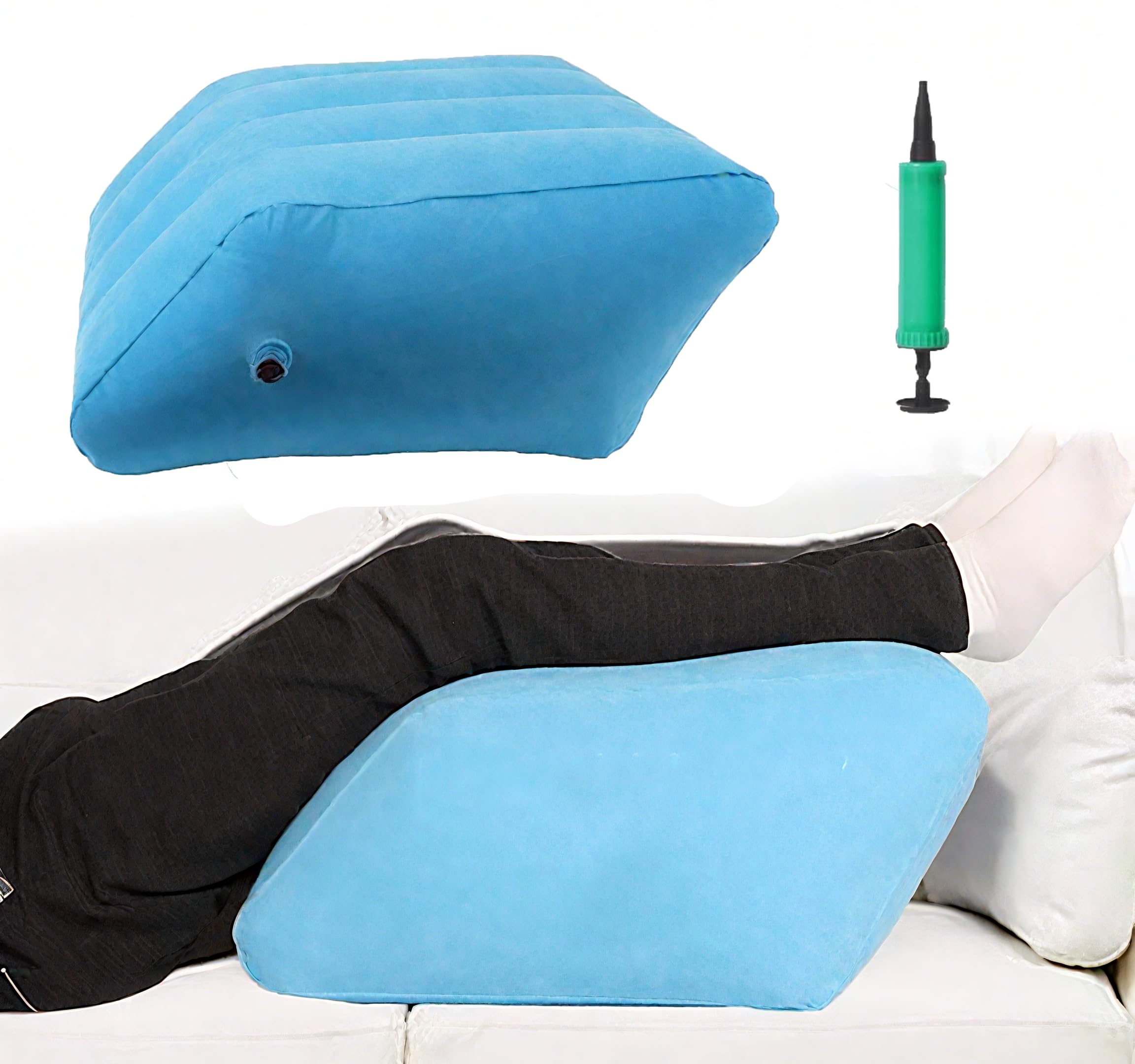 Cuscino gonfiabile a cuneo per l'altezza della gamba - cuscino di sgabello di sostegno della gamba per gli anziani gonfiori in letto Sollievo dal dolore della circolazione, 20 "x 16" x 10", Set di 1