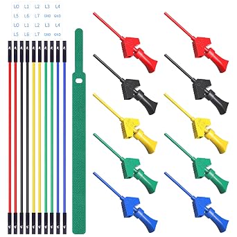 Mini Gripper SMD IC Test Hook Clip Jumper Probe Test Lead Kit for Logic Analyzer - 5 Colors, 10 Groups