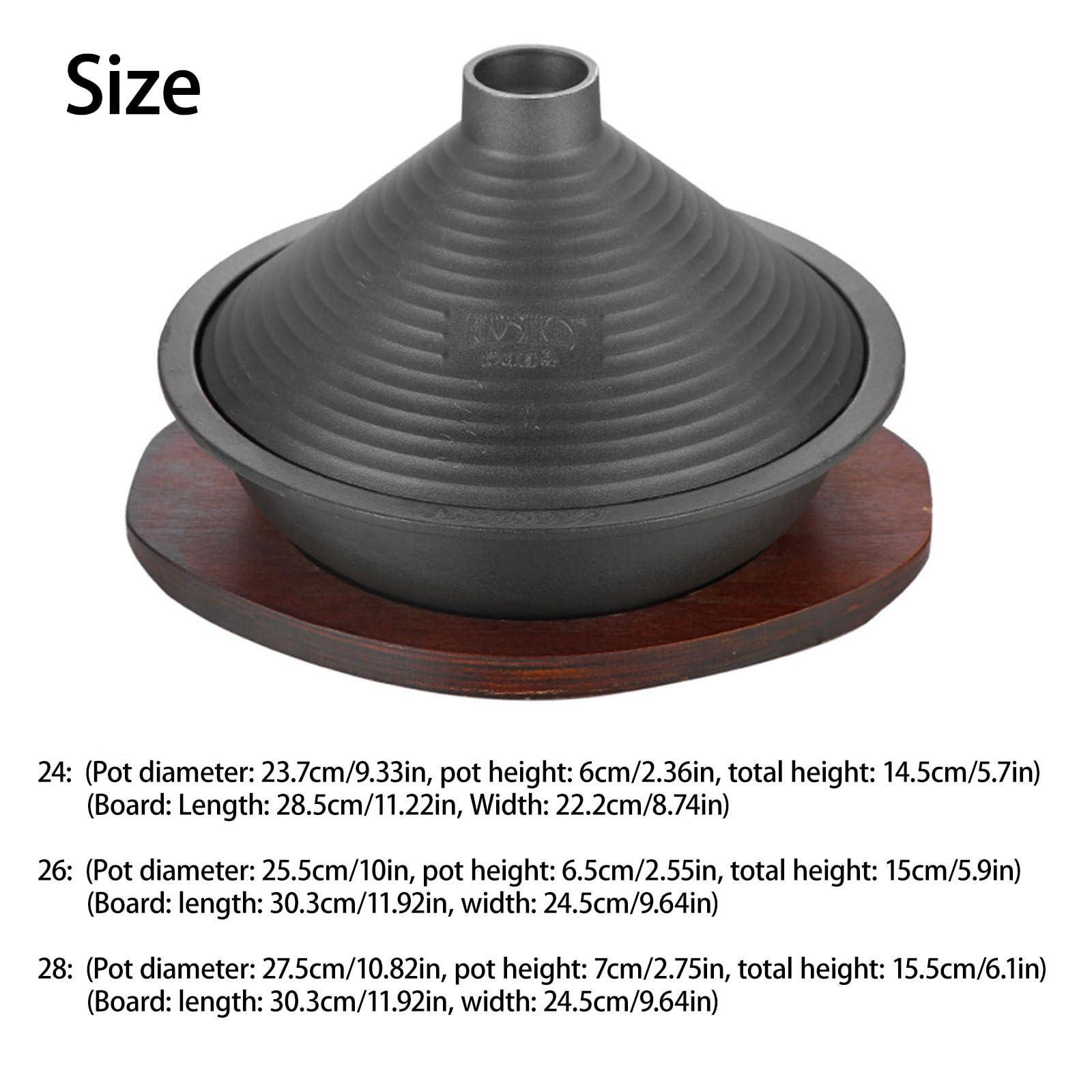 Plat Tajine Ensemble avec Socle pour Hôtels Restaurants Fonte Tajine Marocain Cuisine Fruits de Mer pour Gaz Cuisinières électriques(26cm)