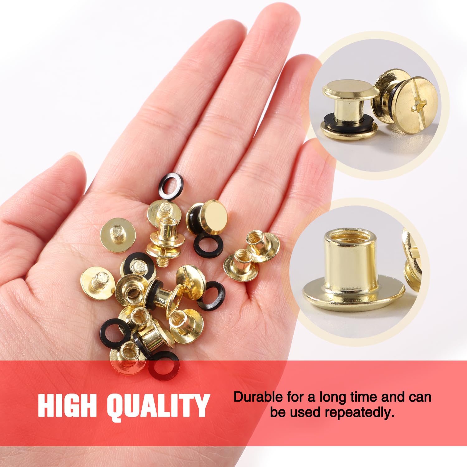 YIXISI 25 Set M5x5mm Chicago Binding Screws Kit, Book Binding Rivets, Leather Rivets, Binding Screws Posts - Image 3