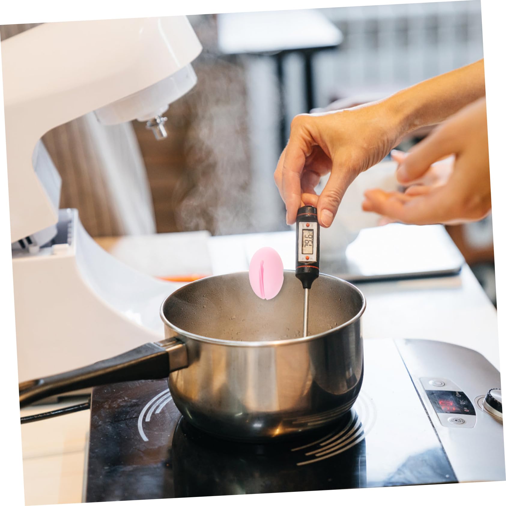 Alipis Thermometer Clip Pot Clip for Deep Fryer Candy Making Temperature Probe Holder for Cooking Easy to Clean Store for Yogurt Cheese and More