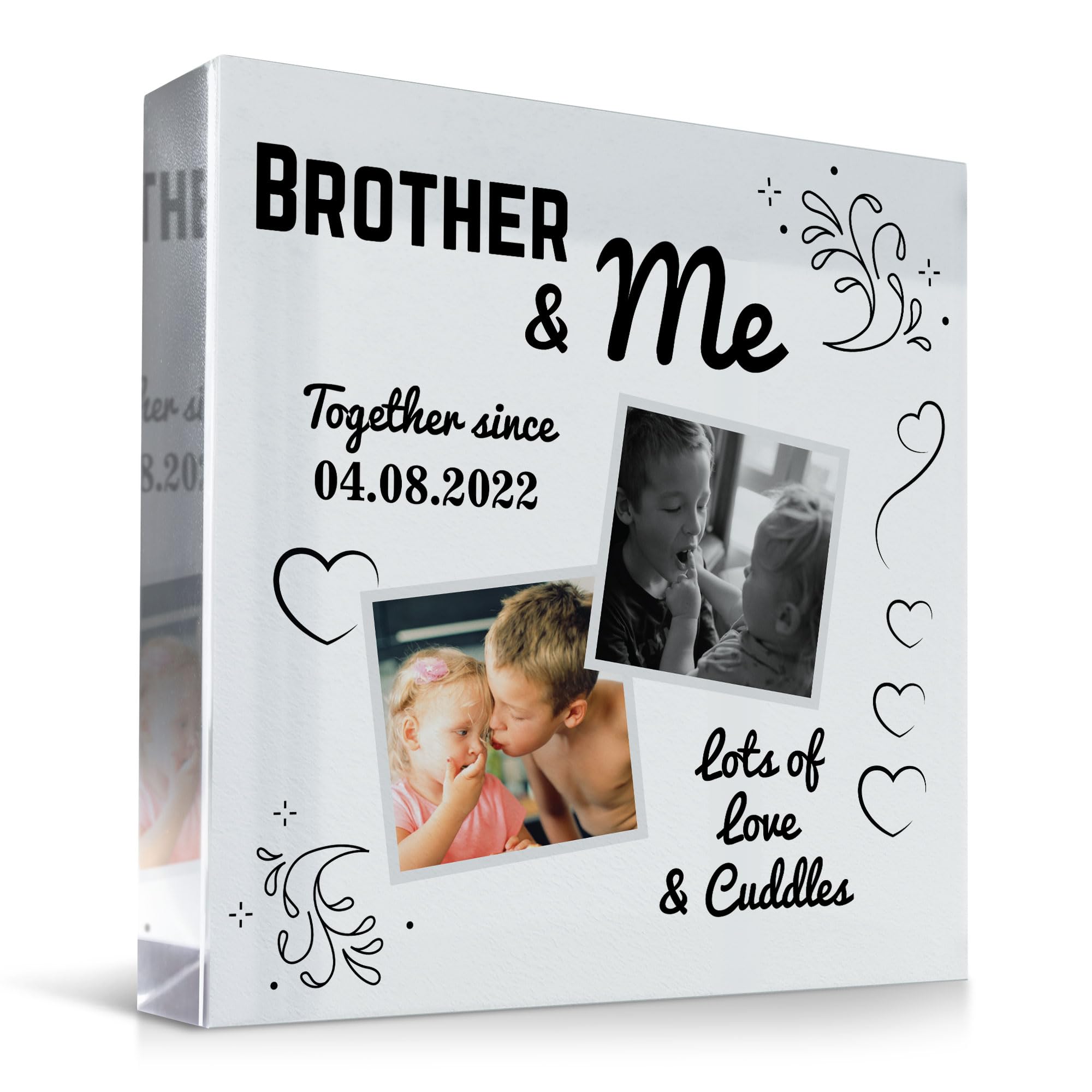 RED OCEAN Brother Gifts For Birthday Christmas Personalised Photo Block Brother And Me Plaque Novelty Brother Gifts From Sister Gift For Him Brother Gift Idea Special Keepsake