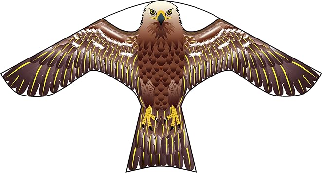 PESTEZE USA Premium Hawk Kite with 13 Ft Flagpole- 47x27 Inch Pest Bird Deterrent Kite for Garden, Yard & Farm Humane Flying Decoy Keeps Crows, Geese & Seagulls Away While Protecting Crops