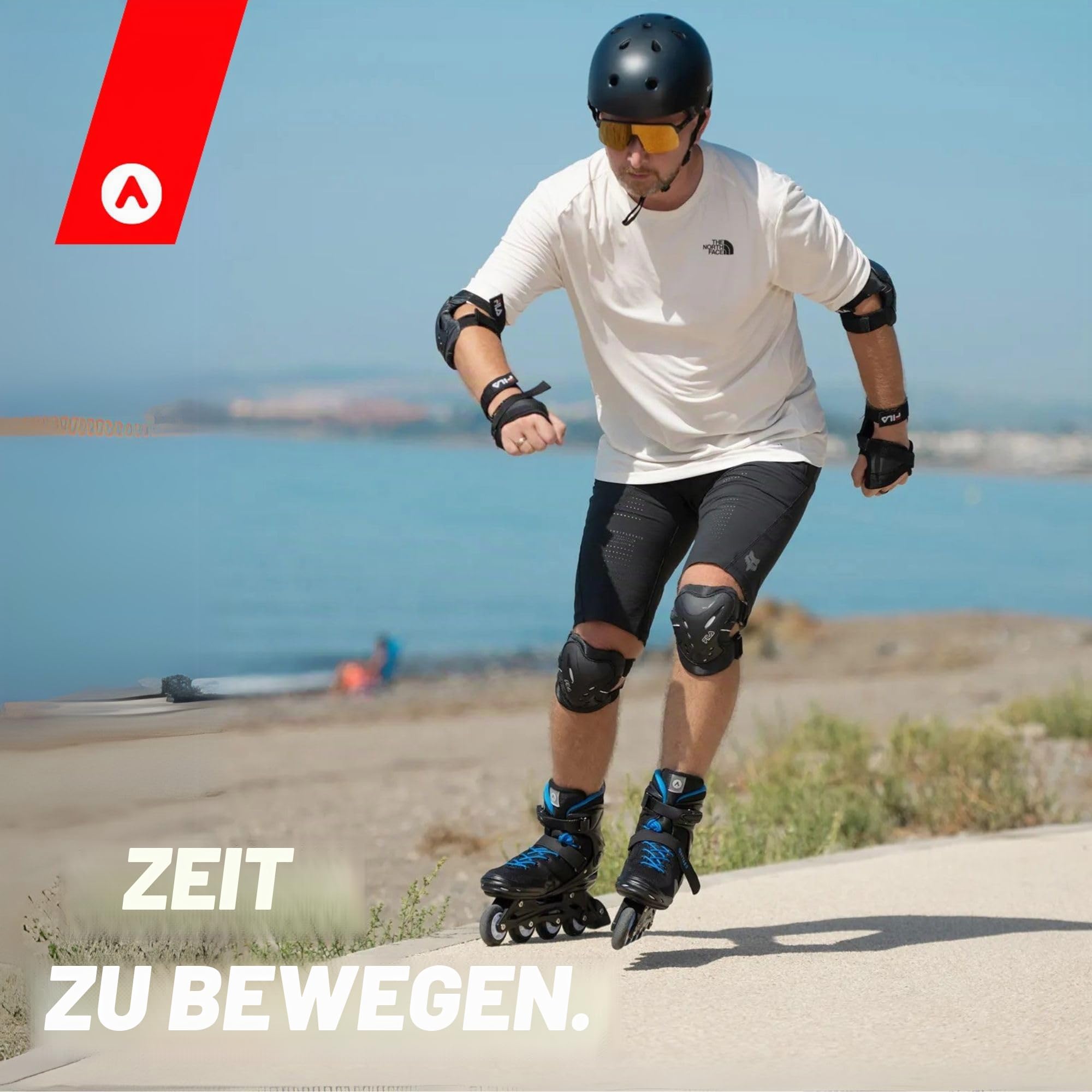 ATTABO Fitness Inline Skates Herren Cyclone Größe 40-46 EU Inliner Rollschuhe mit ABEC-7-Lager Räder PU 82A Halbharte TPR Komfort Stabilität Dreifache Anpassung Roller Skates für Männer Schwarz/Blau