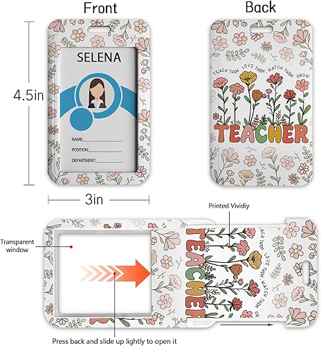 Miniatura 5 de Cordones para profesores para tarjetas de identificación y llaves, soporte para tarjetas de identificación de flores con cordón de cuentas de