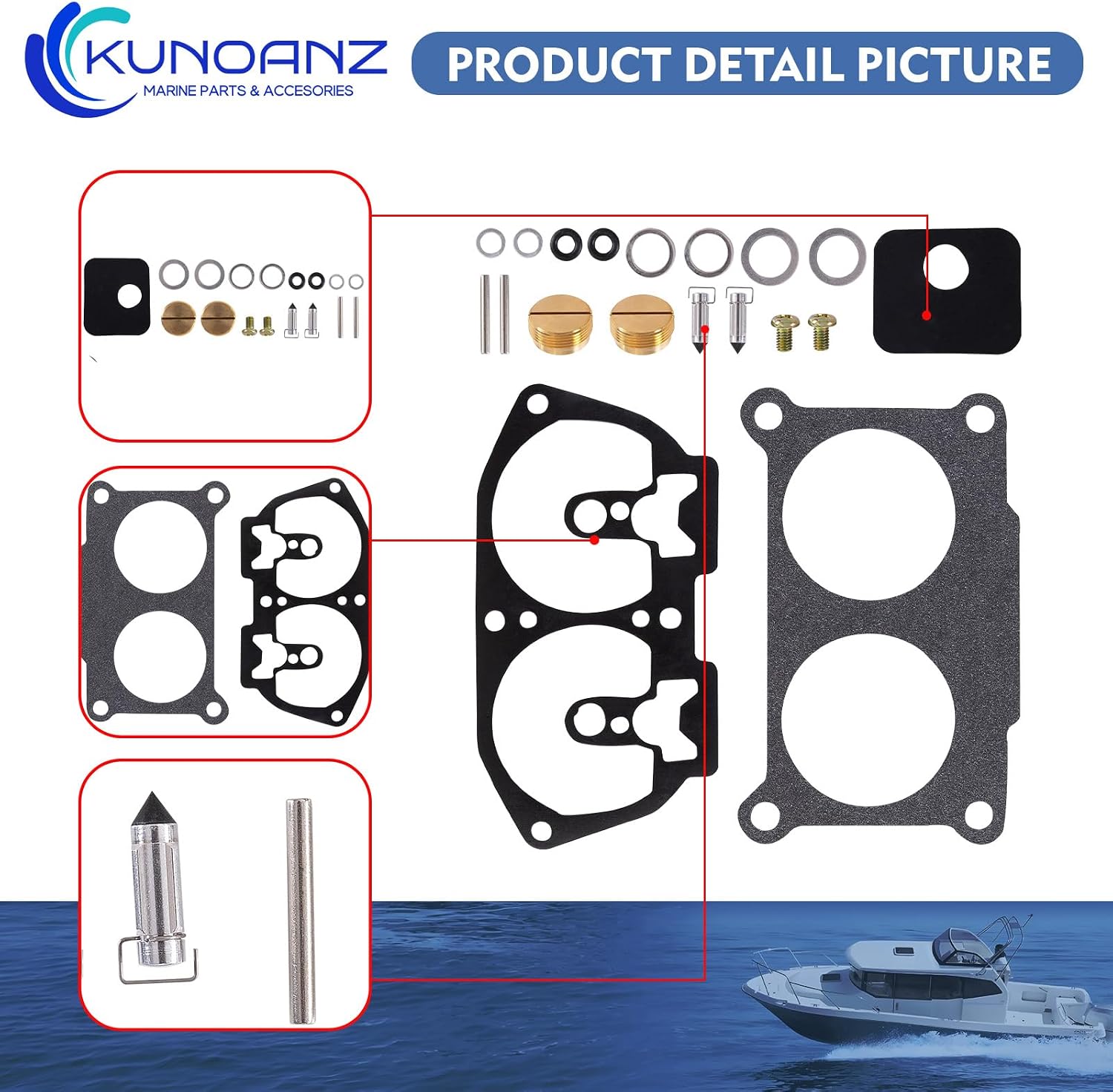 (2-Pack)6E5-W0093-06-00 Carburetor Carb Rebuild Repair Kit for Yamaha 115 130 150 175 200 225 HP Outboard 1986-1996 V4 V6 Many 2-Stroke 6E5-W0093-07,6E5-W0093-09,6N6-W0093-01 Sierra:18-7002