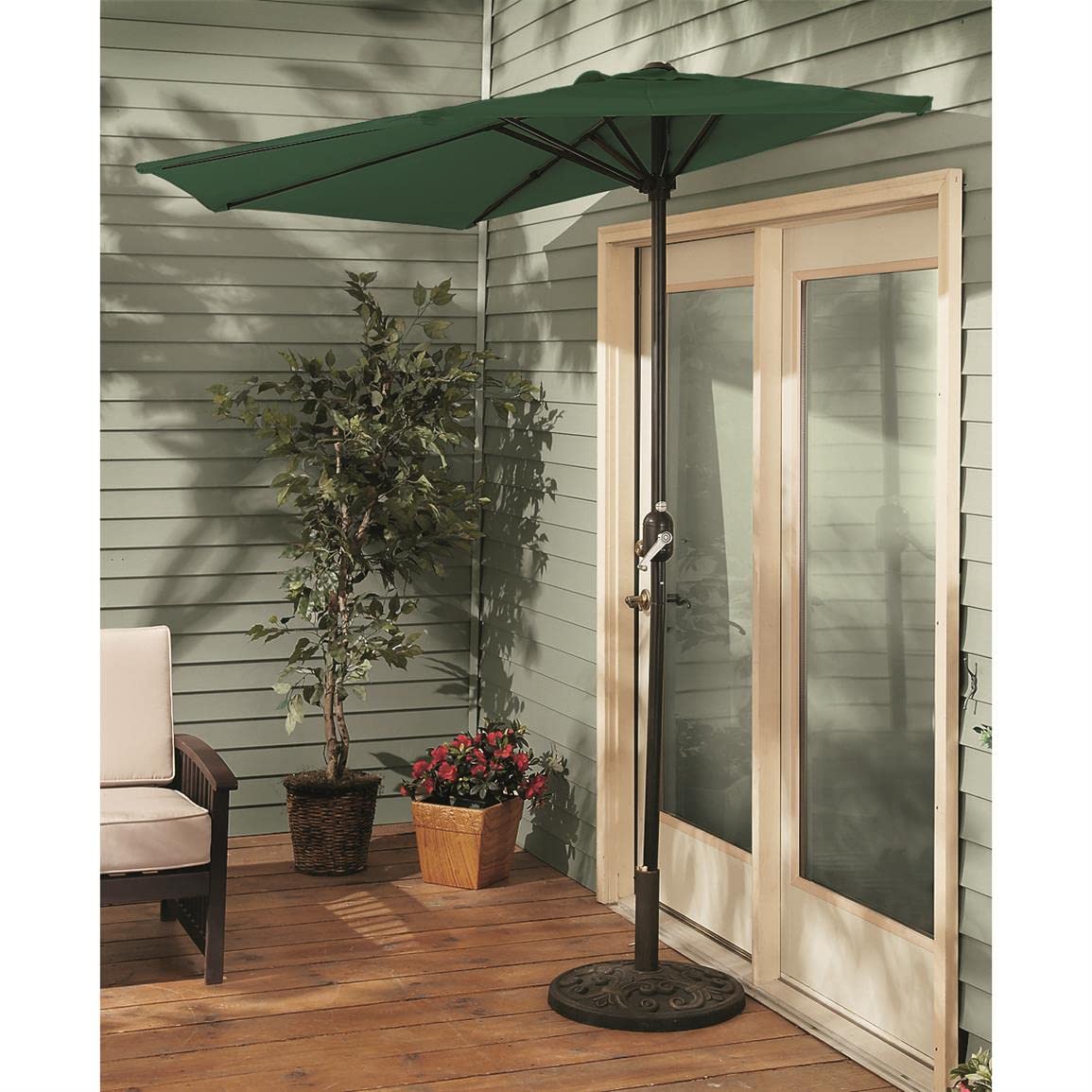 CASTLECREEK Half Round Patio Umbrella, Outdoor, Garden, Deck, Balcony Shade 8 Feet Khaki